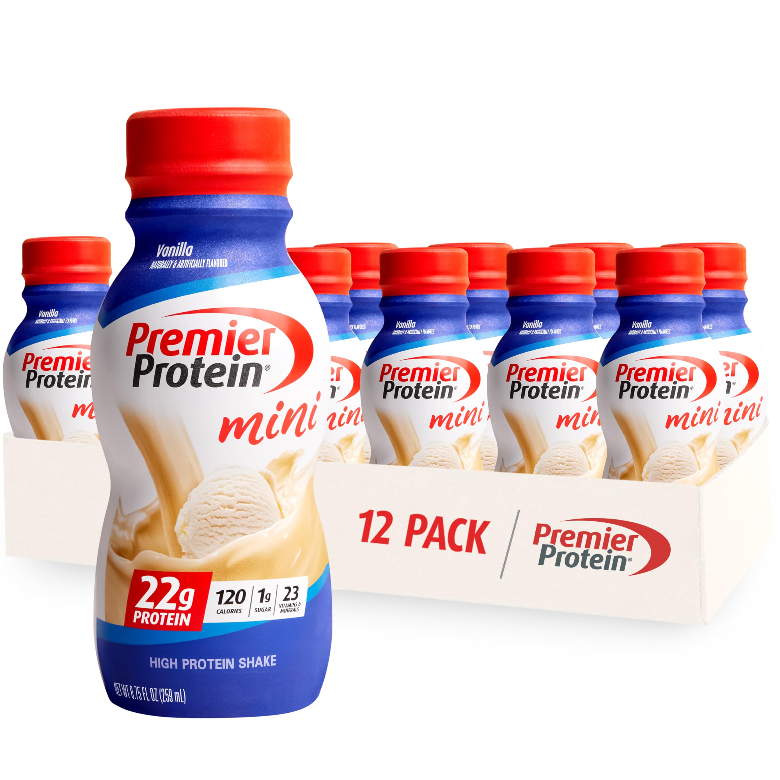 Premier Protein Shake MINIs, Vanilla, 22g Protein, 120 Calories, 1g Sugar, 8.75fl oz