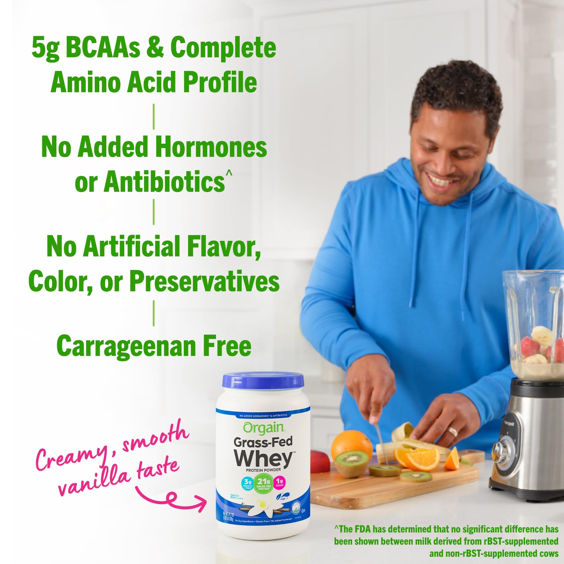 Orgain Whey Protein Powder, Vanilla Bean - 21g Grass Fed Dairy Protein, Gluten Free Orgain