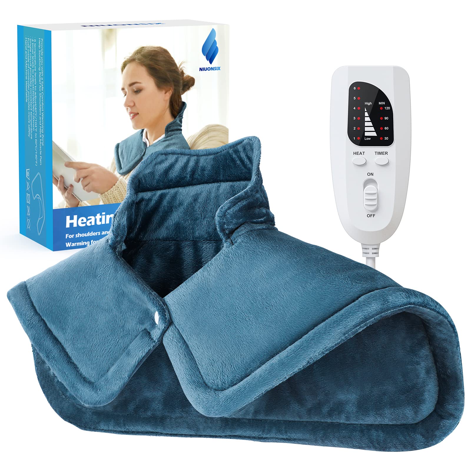 NIUONSIX Heating Pad for Neck and Shoulders 2lb Weighted Neck Heating Pad for Pain