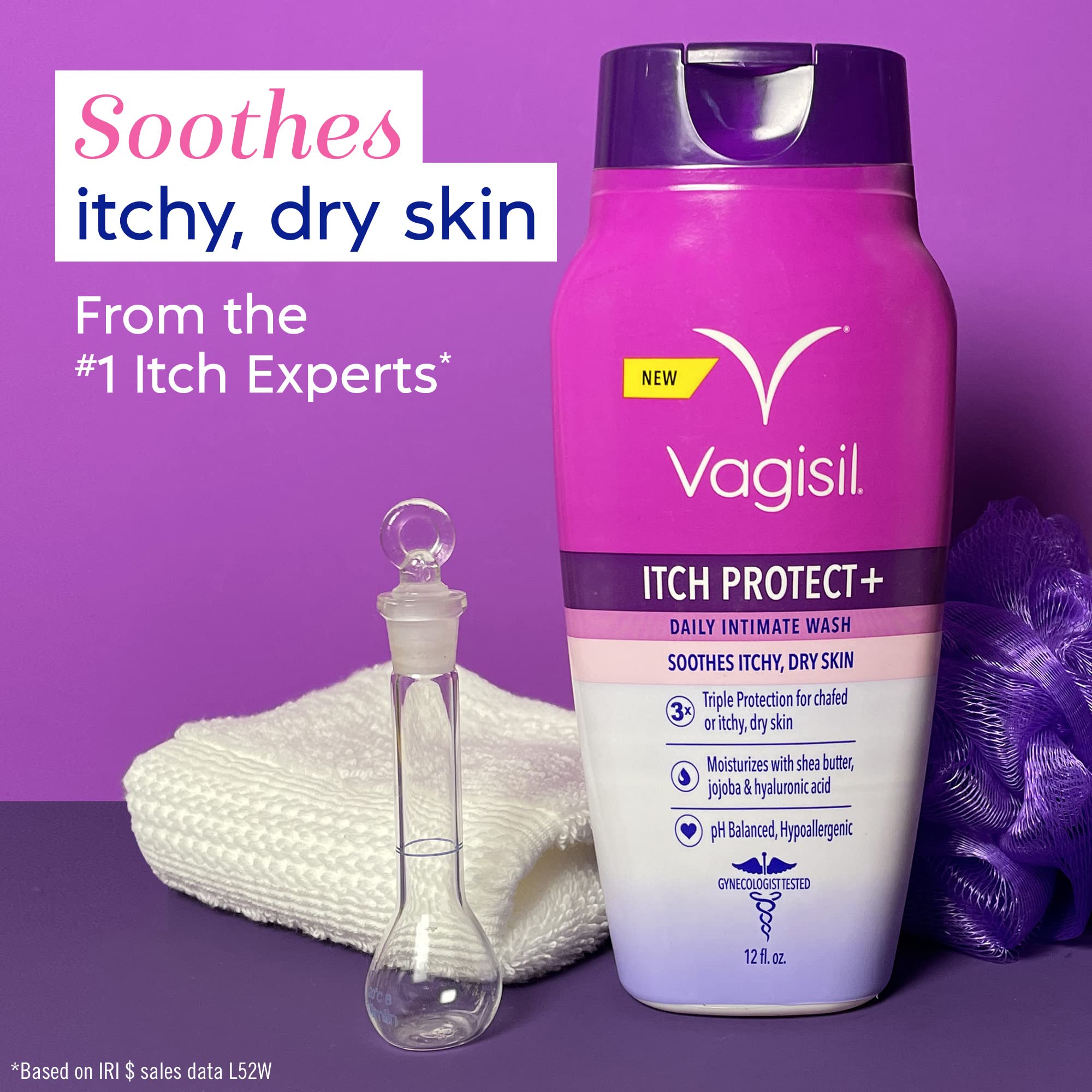 Vagisil Feminine Wash for Intimate Area Hygiene and Itchy, Dry Skin, Itch Protect+ Crème Wash Vagisil