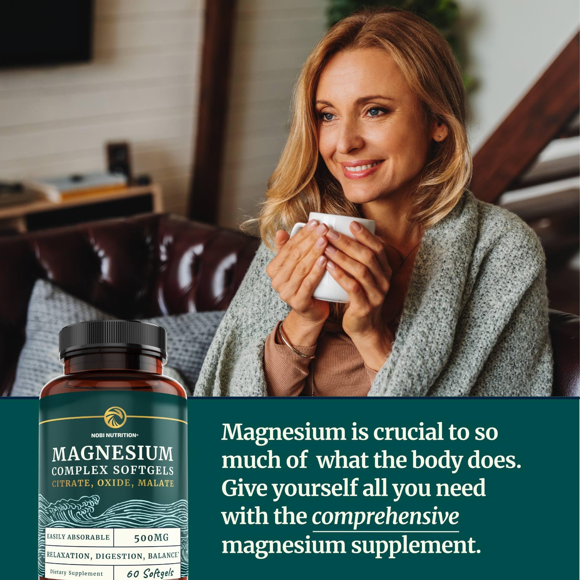Triple Magnesium Softgels | Citrate, Malate, & Oxide | Highly Absorbable Magnesium Nobi Nutrition