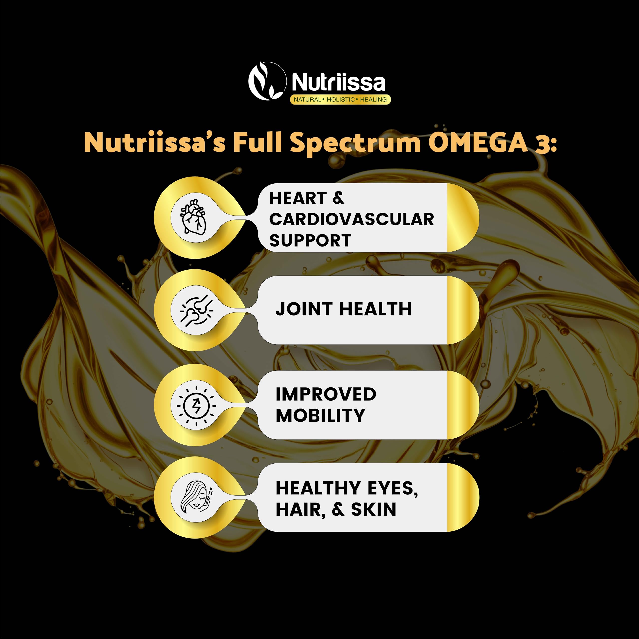 Nutriissa Omega 3 - Full Spectrum - 180 Count - High Concentrate Formula Fish Oil, Krill Oil Nutriissa