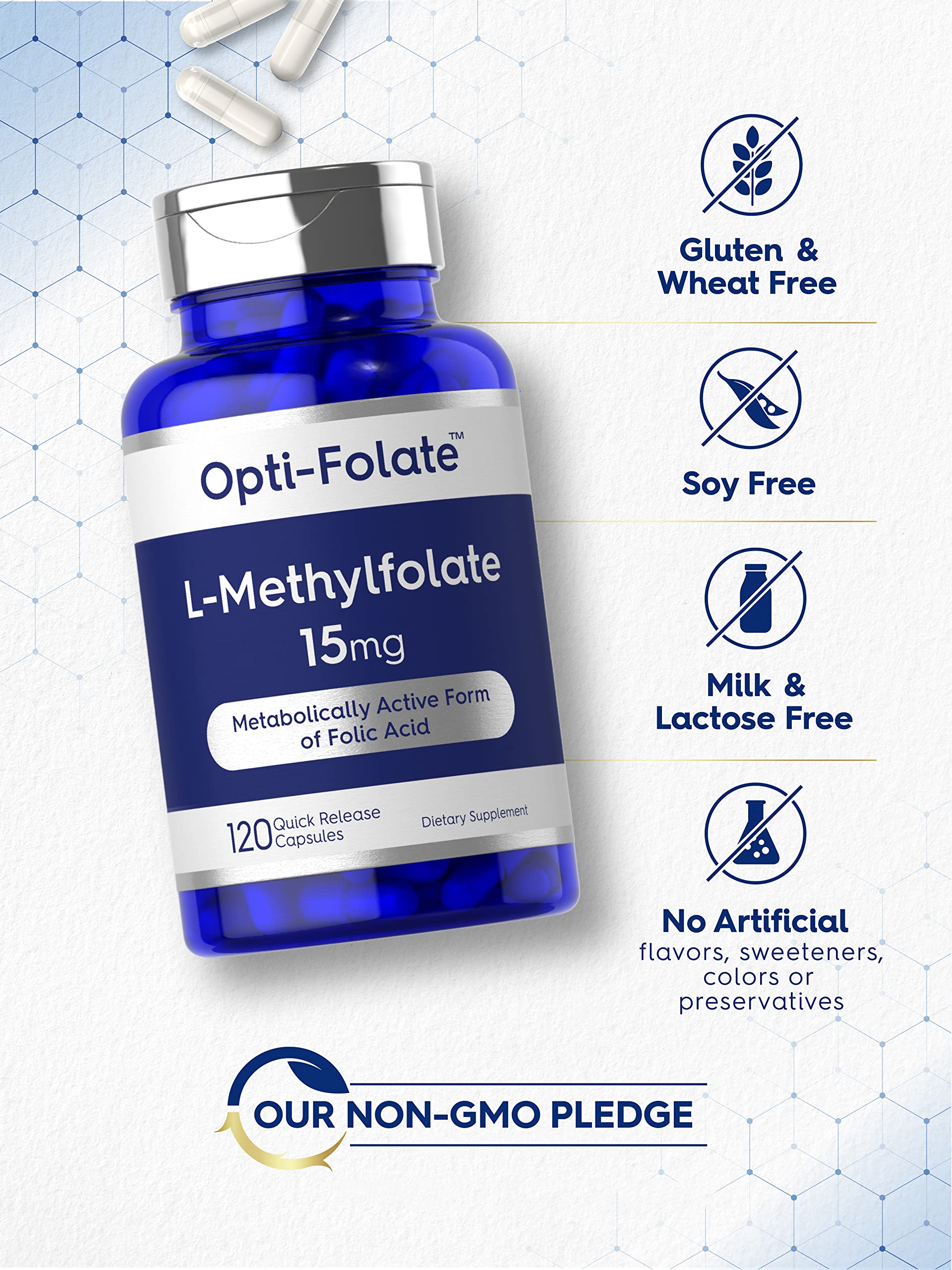 Carlyle L Methylfolate 15mg | 120 Capsules | Value Size | Max Potency | Optimized Carlyle