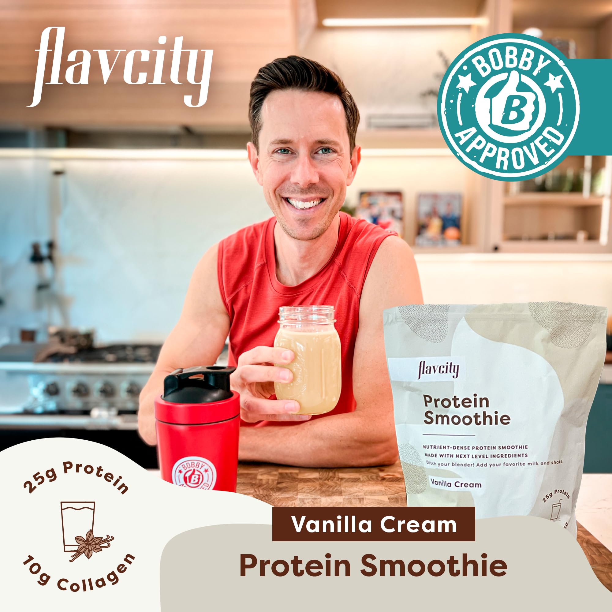 FlavCity Protein Powder Smoothie, Vanilla - 100% Grass-Fed Whey Protein FlavCity