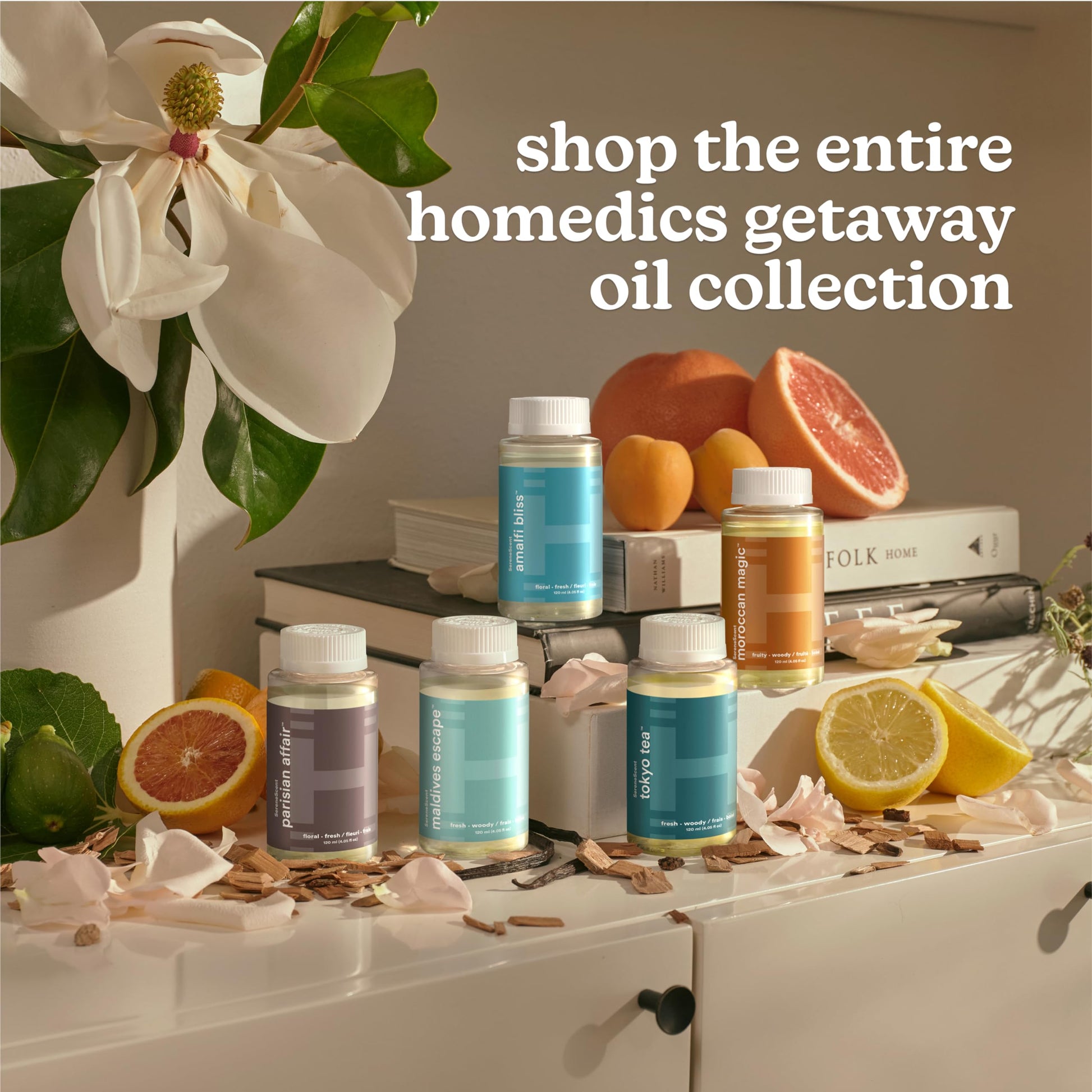 Homedics SereneScent Moroccan Magic Fragrance Oil Bottle, 120 ml, Clean & Natural, Fruity & Woody Homedics