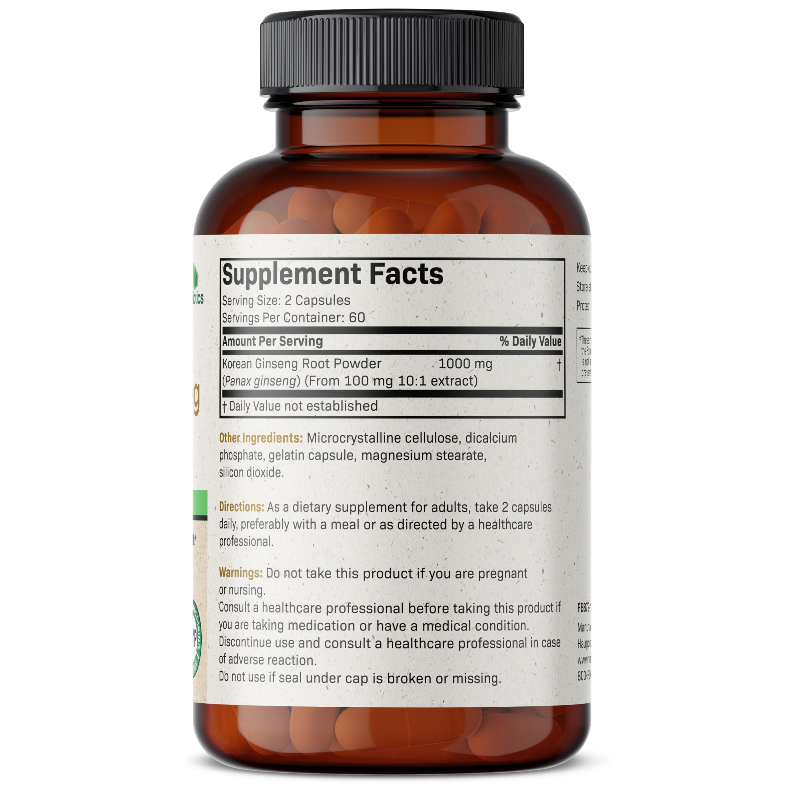 Futurebiotics Korean Panax Ginseng 1000 MG Per Serving Energy, Memory & Brain Health Futurebiotics