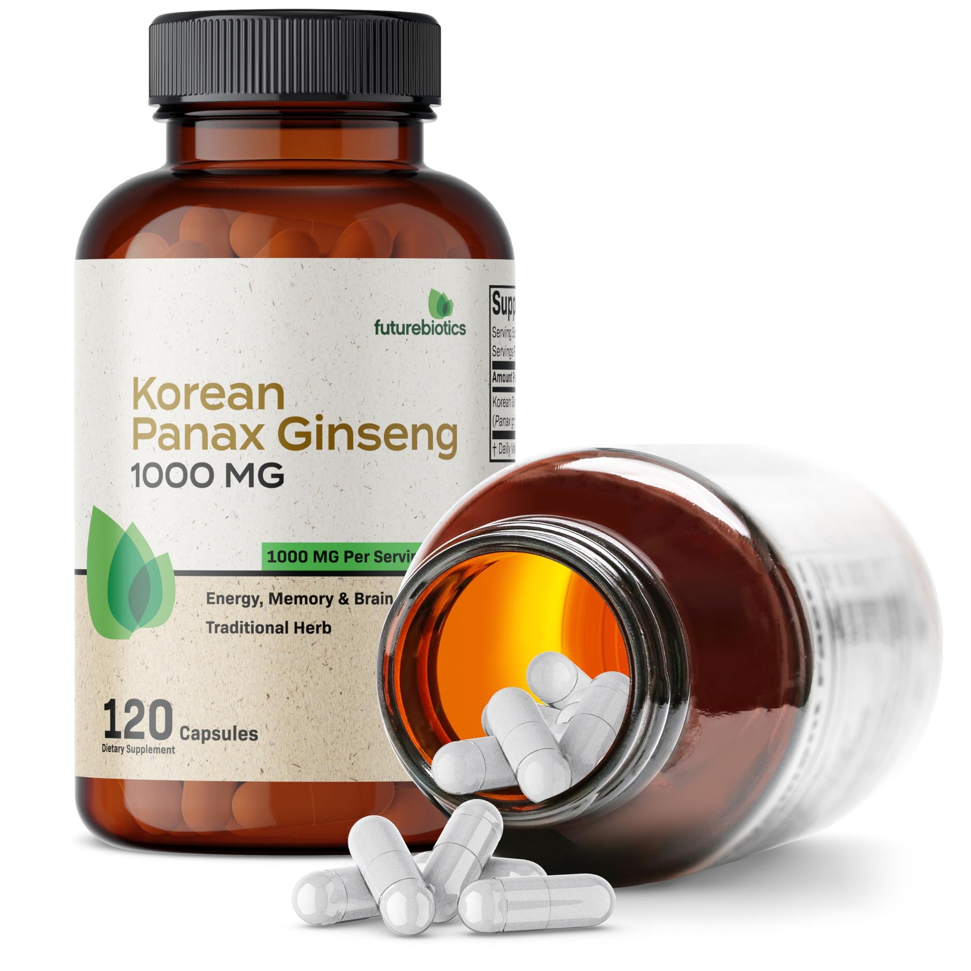 Futurebiotics Korean Panax Ginseng 1000 MG Per Serving Energy, Memory & Brain Health Futurebiotics