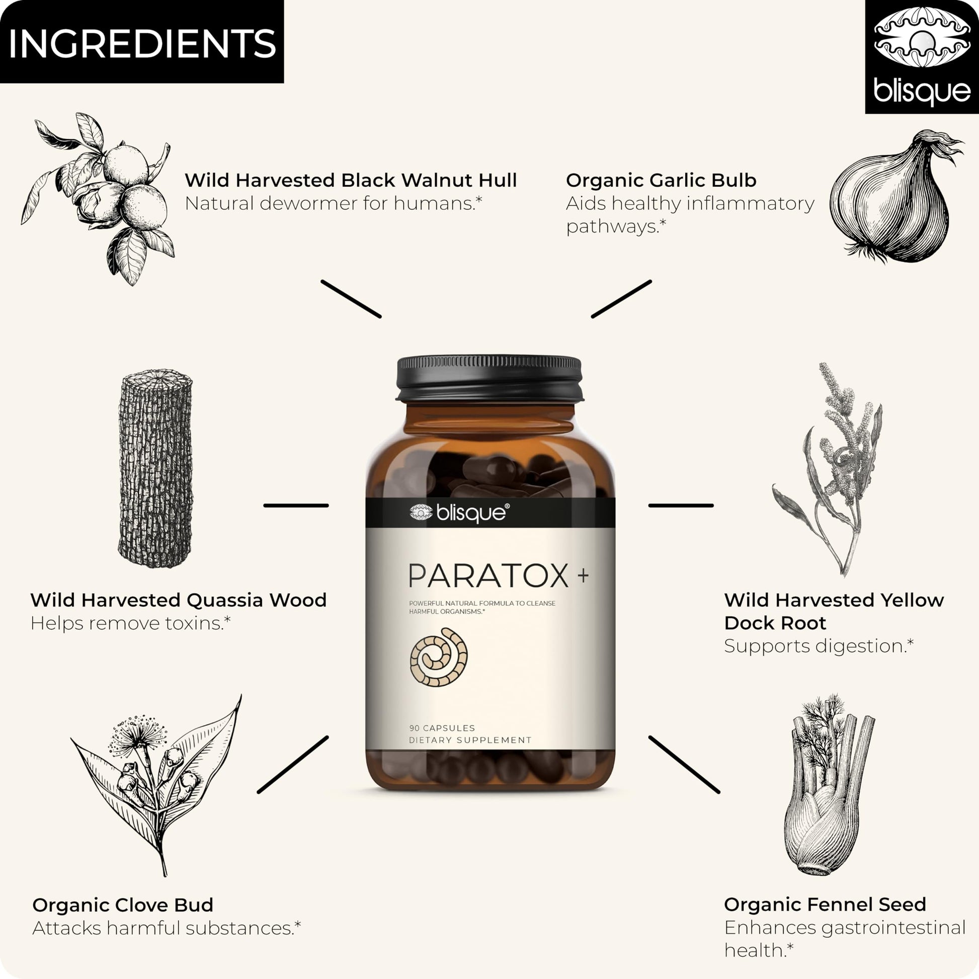 Blisque – Natural para Cleanse Support Supplement to Eliminate Harmful Organisms Blisque