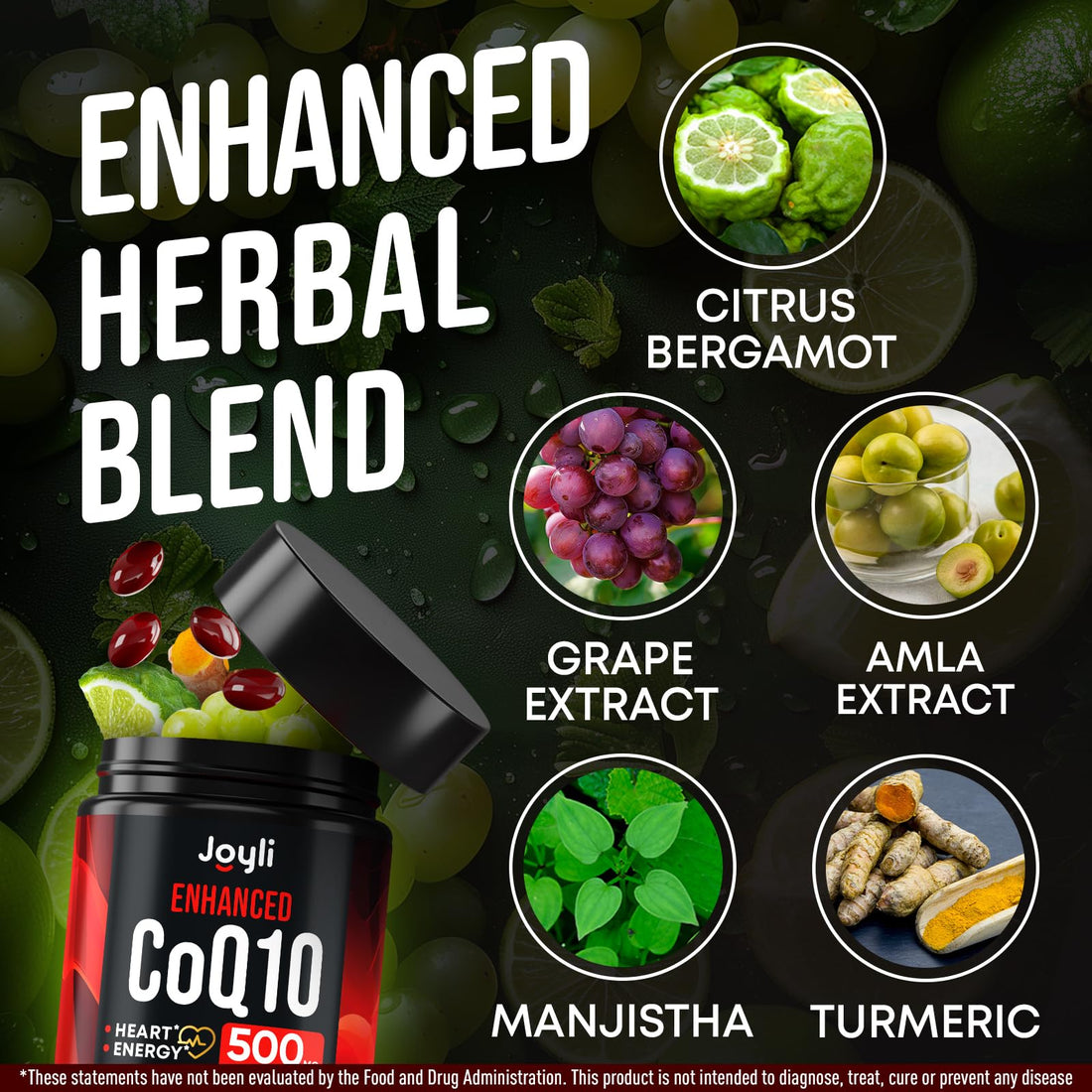High Absorption CoQ10 500MG - Co Q 10 Supplement 120 Softgels for Heart Health&Energy