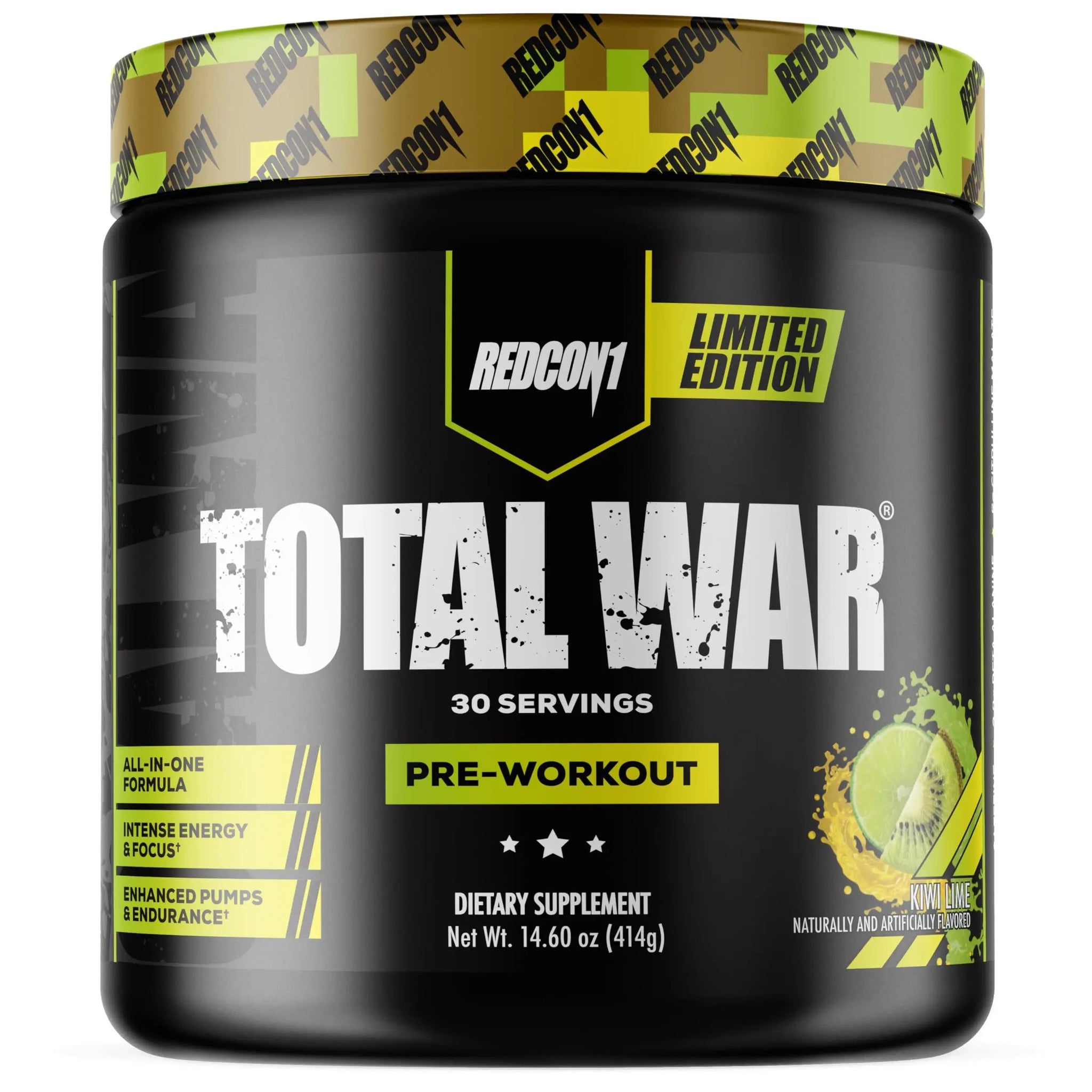 REDCON1 Total War Pre Workout Powder, Kiwi Lime - Beta Alanine + Citrulline Malate Keto