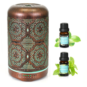 Essential Oil Diffuser, Upgraded Metal Diffusers with Lavender Lemon Essential Oils, 250ml