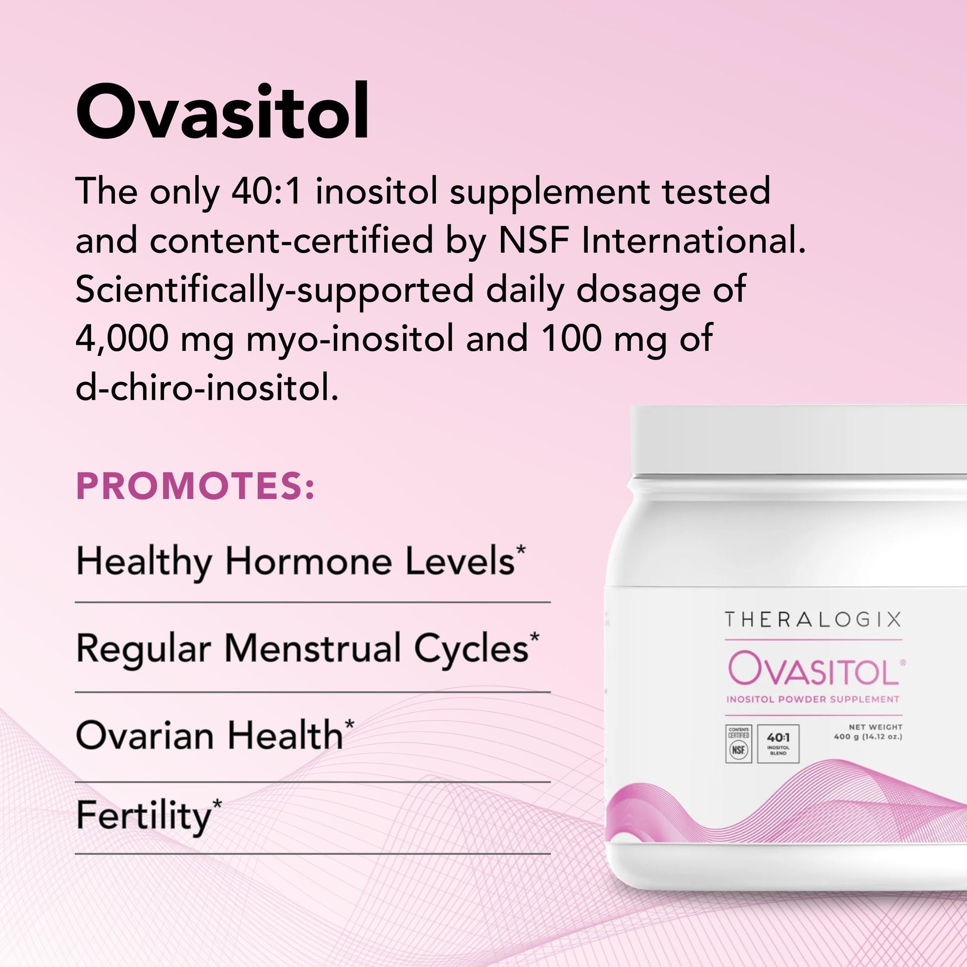 Theralogix Ovasitol Inositol Powder - 180 Servings - Myo-Inositol & D-Chiro Inositol Theralogix