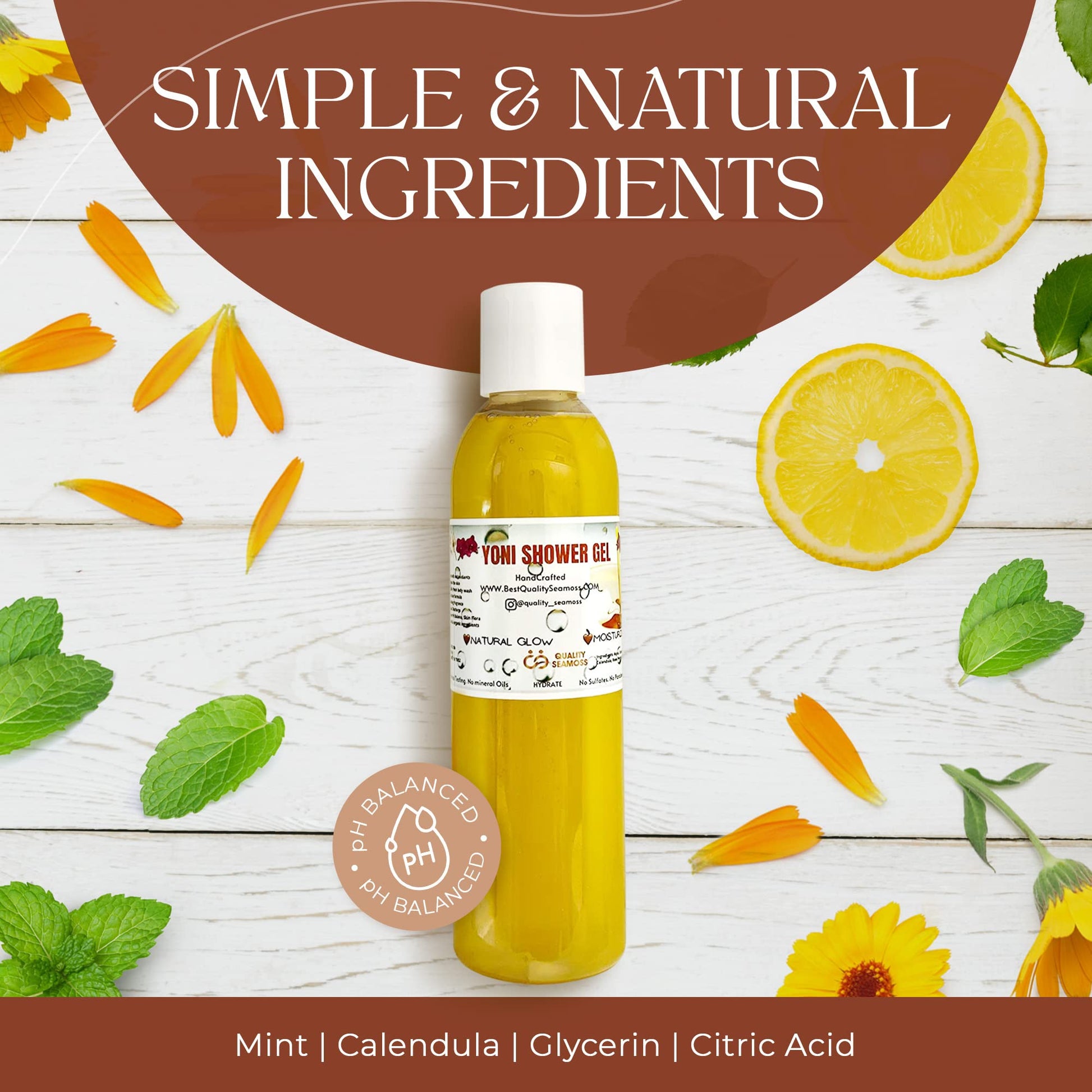 Ph Balance Feminine Wash - Vee Health & Yoni Wash Shower Gel- Use with Yoni Oil. Moisturizing Calendula Quality Seamoss and Yoni Oil