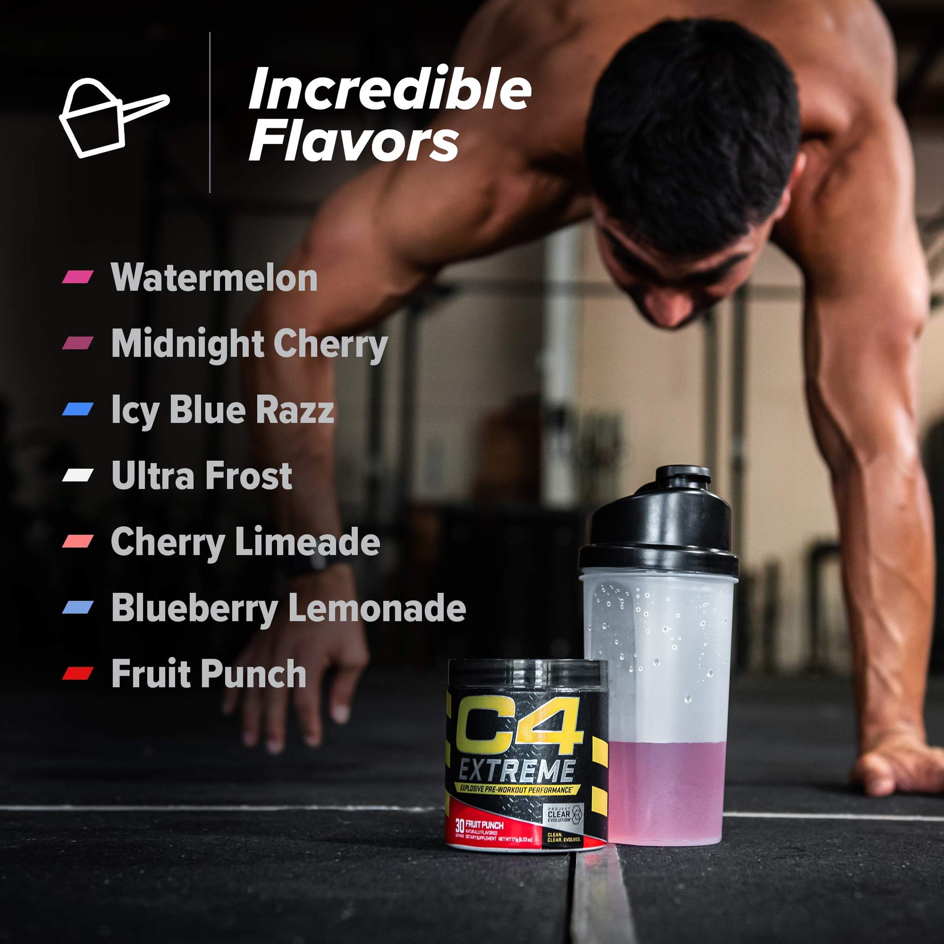 C4 Extreme Pre Workout Powder Fruit Punch | Preworkout Energy Supplement for Men Cellucor