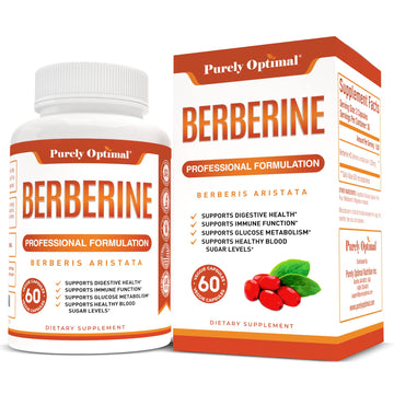 Purely Optimal Premium Berberine Supplement - 1200mg Berberine HCl, Non-GMO 