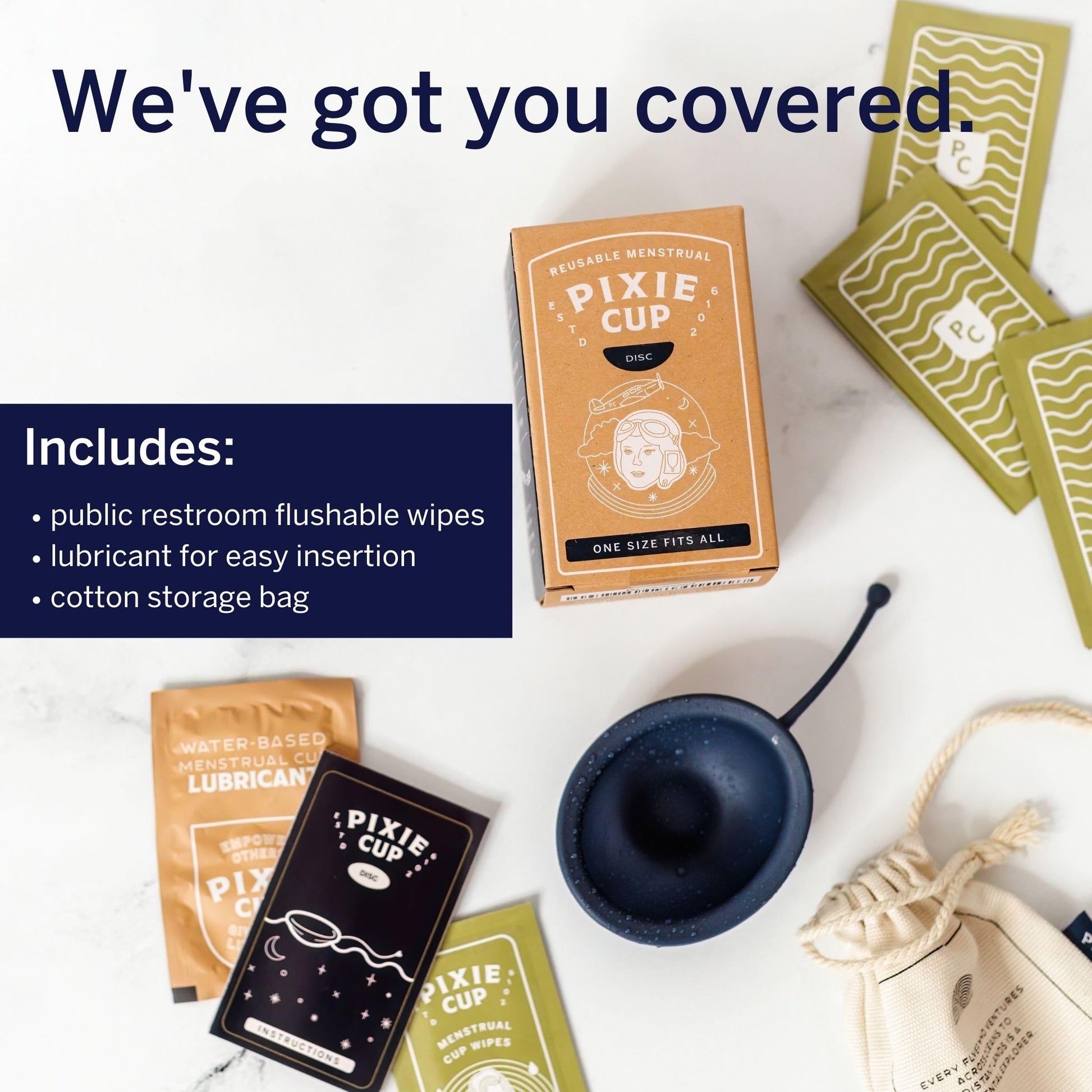 Pixie Soft Menstrual Disc - Ranked 1 for Most Soft Reusable Period Disc - Removable Stem Pixie Cup