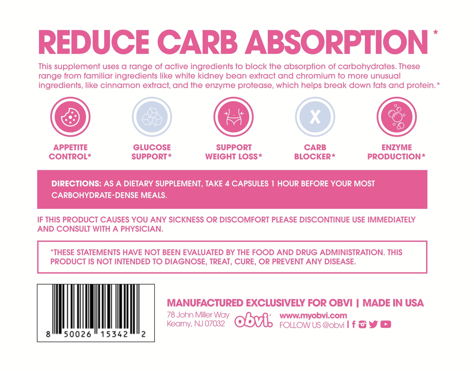 Obvi Guilt Free Carb Blocker, Block Carb Absorption, Support Weight Loss, Healthier Nails Obvi
