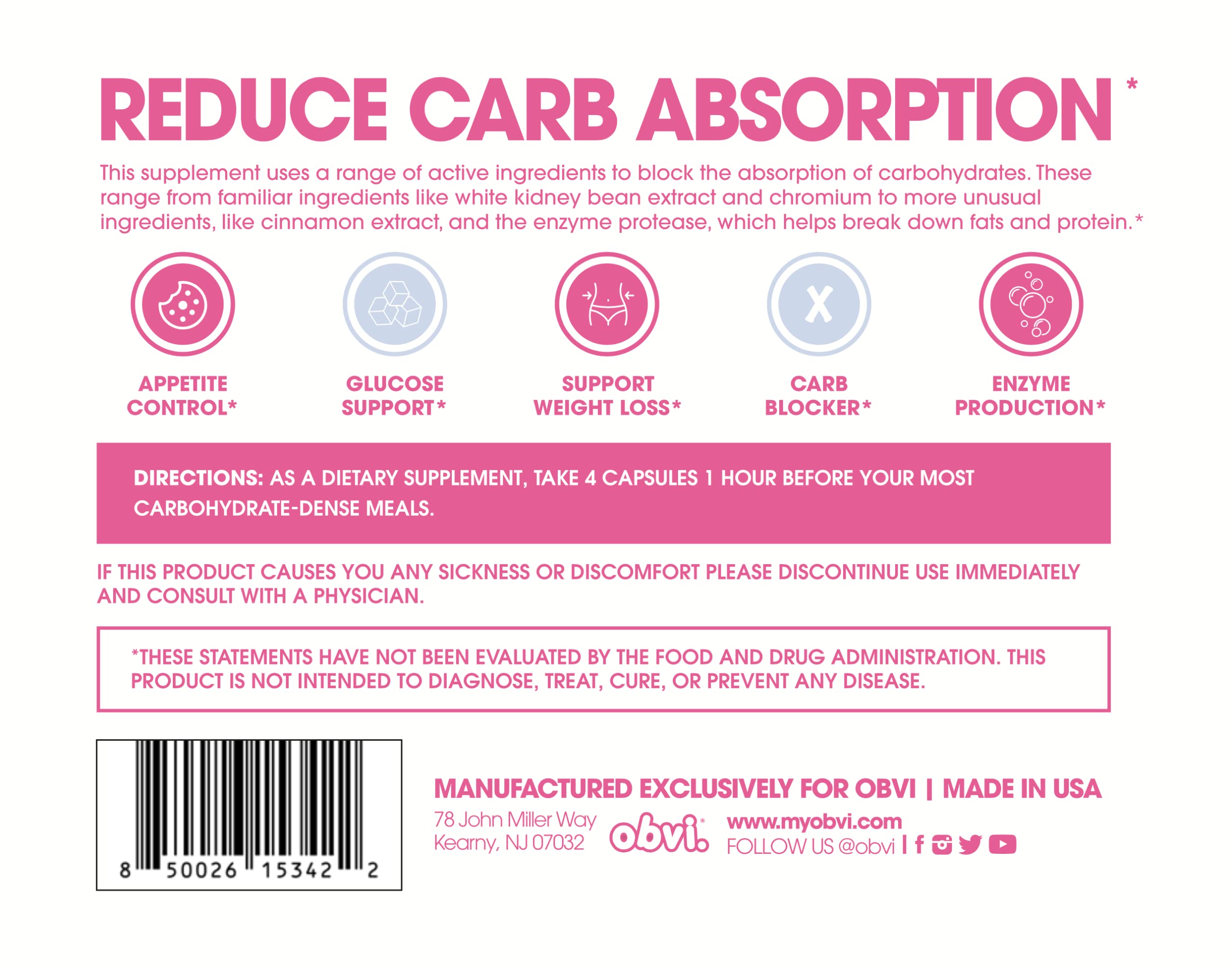 Obvi Guilt Free Carb Blocker, Block Carb Absorption, Support Weight Loss, Healthier Nails Obvi