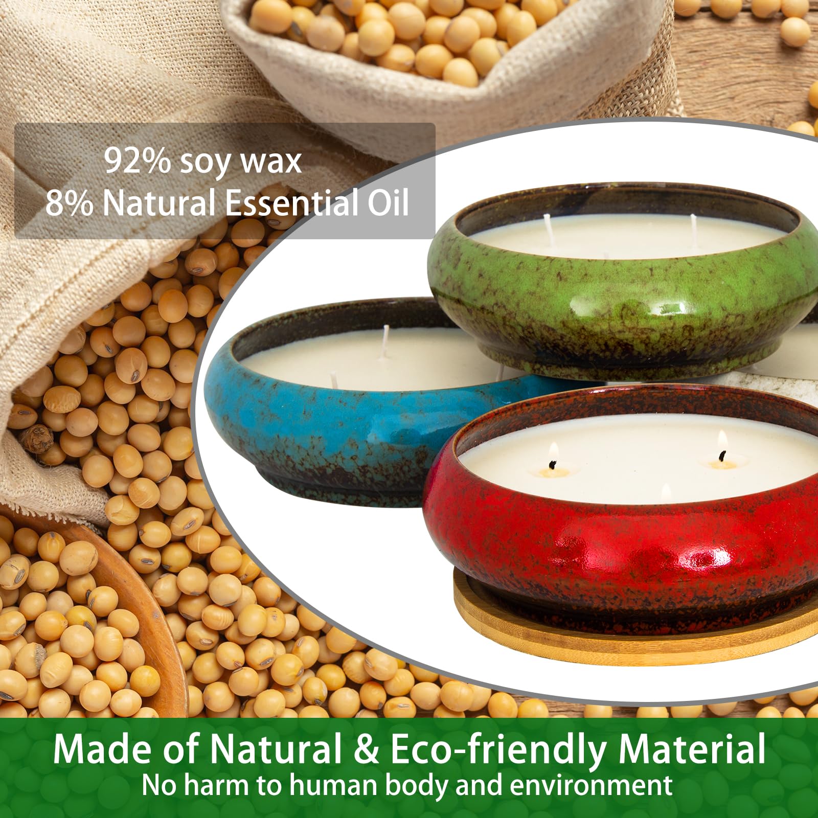 Scented Candles, 3 Wicks Large Rose Candles for Home Scented, 17 oz Aromatherapy Candle Gifts ARTKETTY