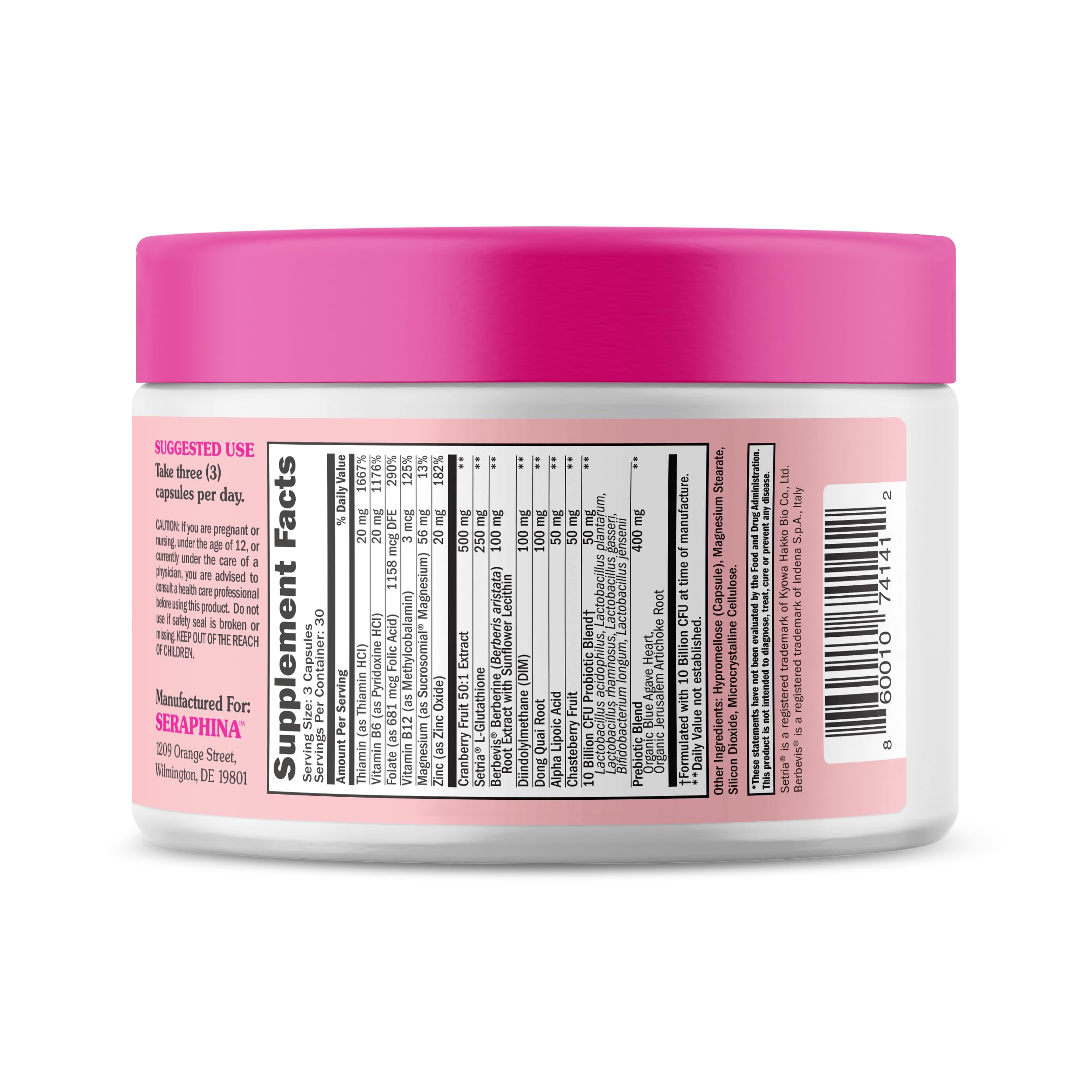 Seraphina 2-in-1 Vaginal Probiotics for Women + Hormone Balance - 90 Capsules for Complete Feminine Seraphina