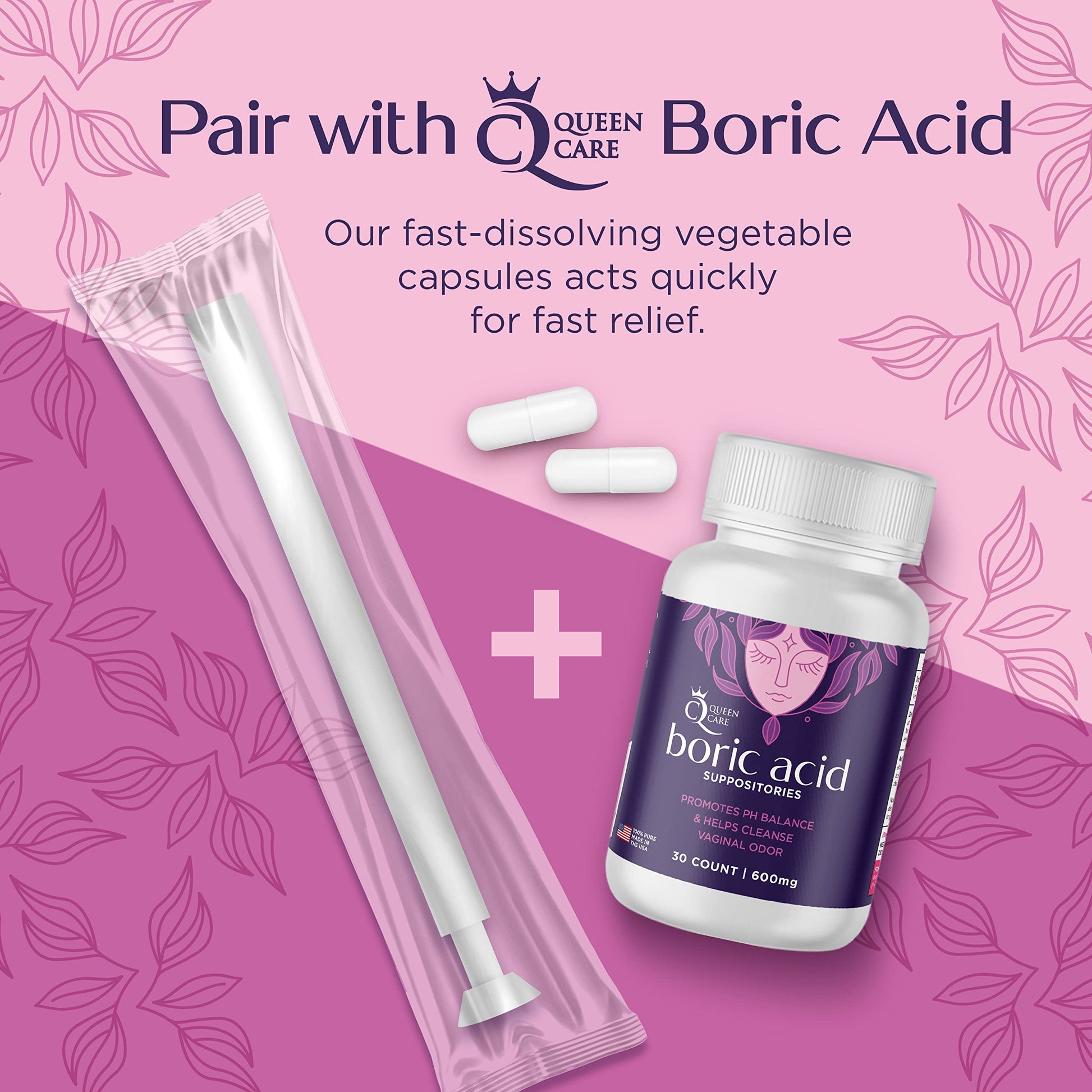 Queen Care - Disposable Suppository Applicator, Boric Acid Applicator, Feminine Care Suppository Applicator Queen Care