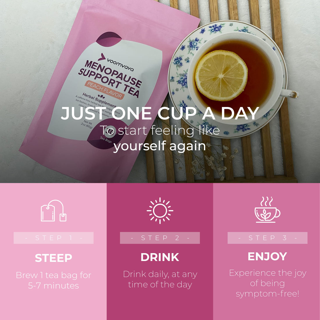 VoomVaya Menopause Support Tea - Natural Menopause Relief For Women