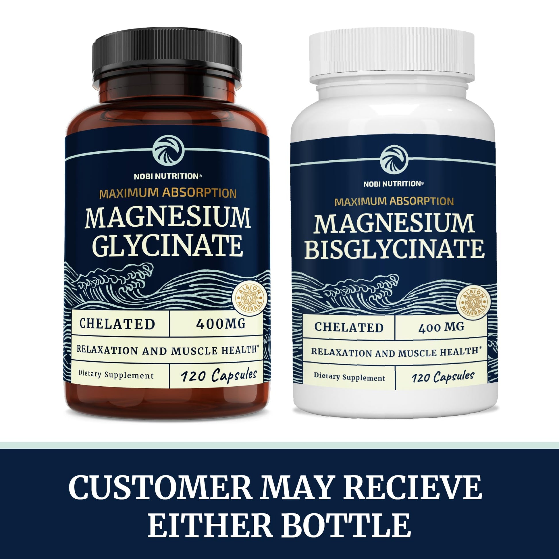 Magnesium Bisglycinate 400mg | Chelated Bisglycinate for Muscle Relaxation, Bones Nobi Nutrition