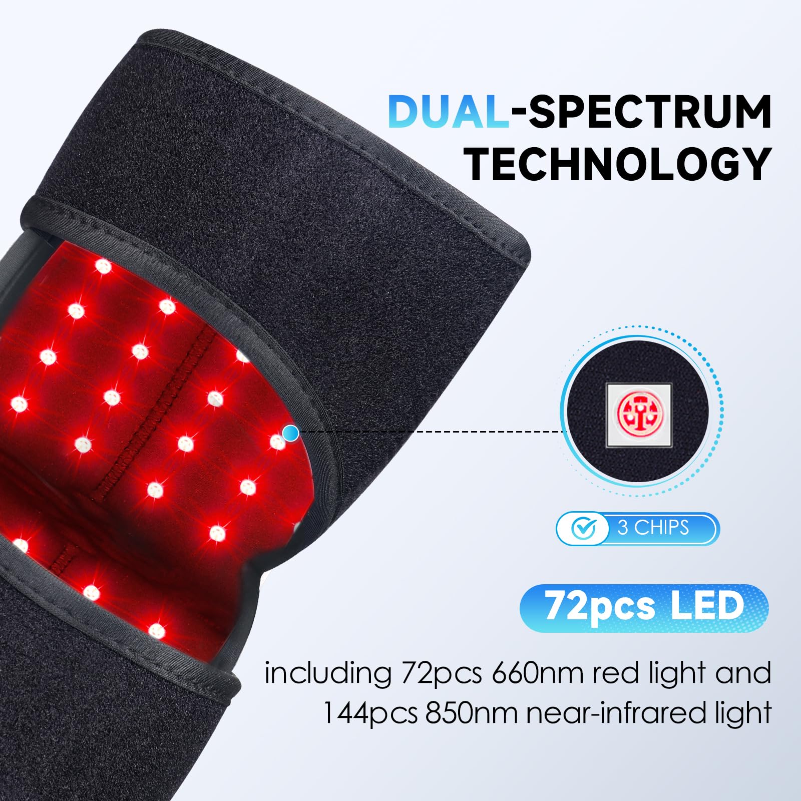 Red Light Therapy Knee Brace: Pain Relief Infrared Heating Pad 72 LED Heat Lamp Pain Relief Astarexin