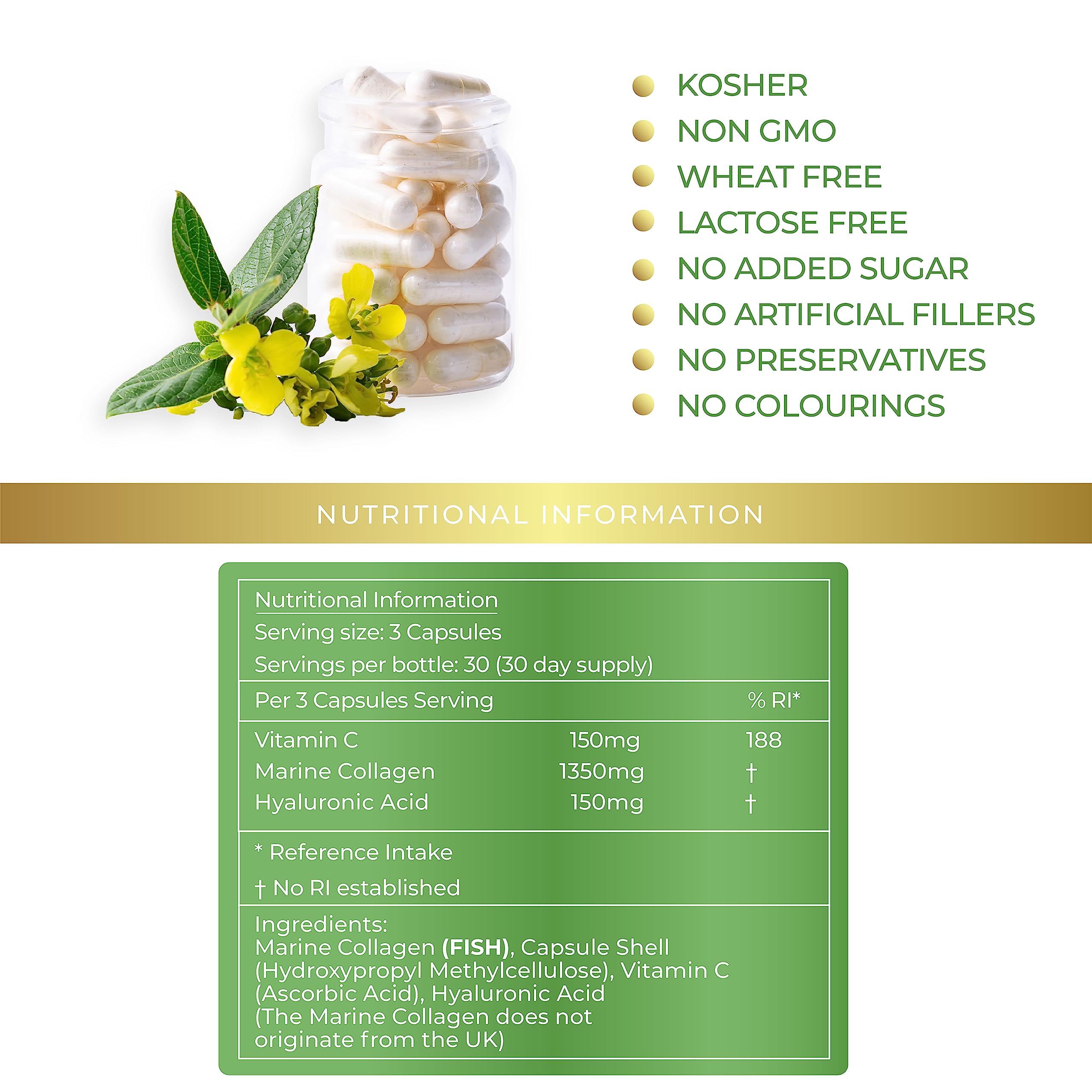 Lily Green | Marine Collagen with Hyaluronic Acid & Vitamin C - 1650mg per Serving