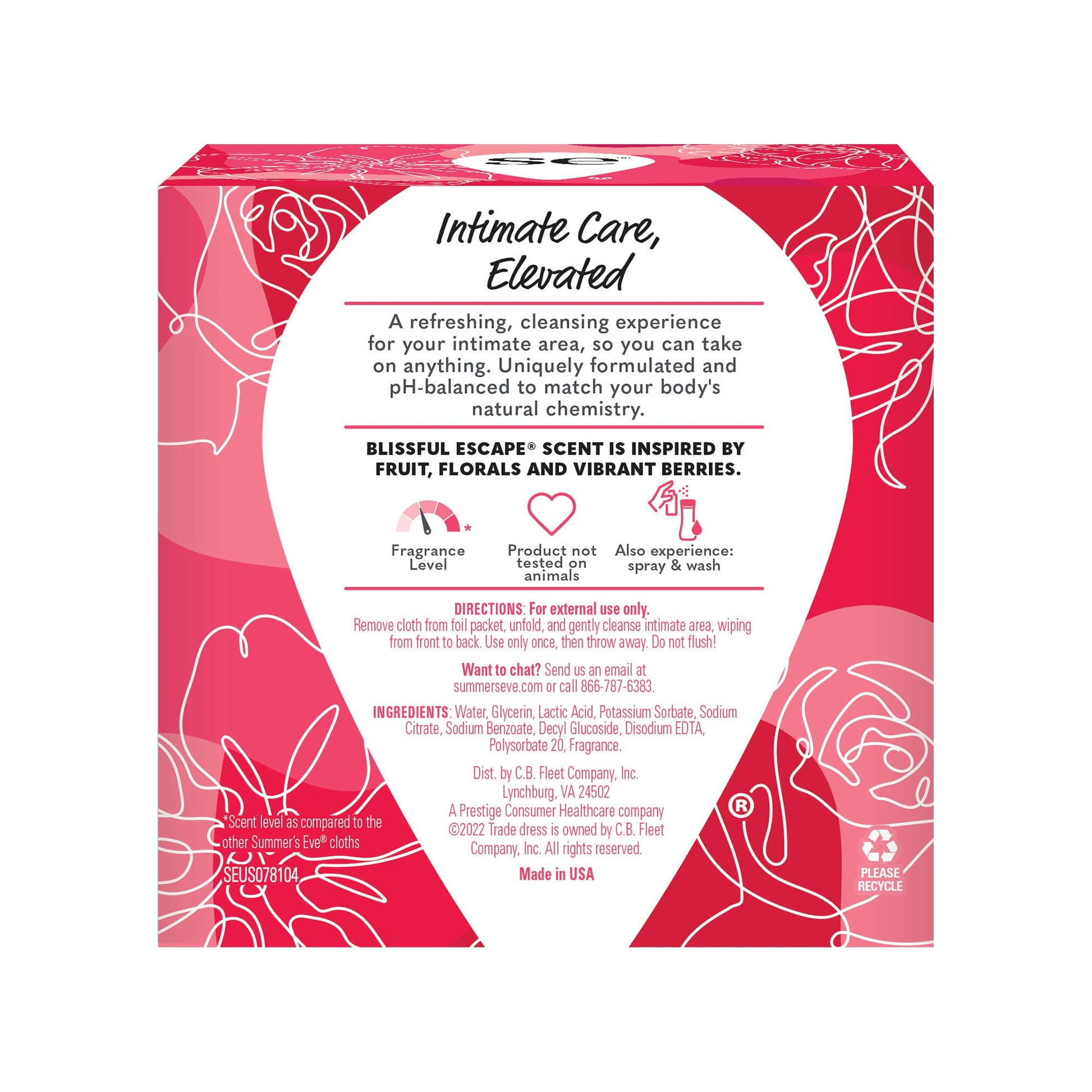 Summer's Eve Blissful Escape Daily Refreshing Feminine Wipes, Removes Summer's Eve