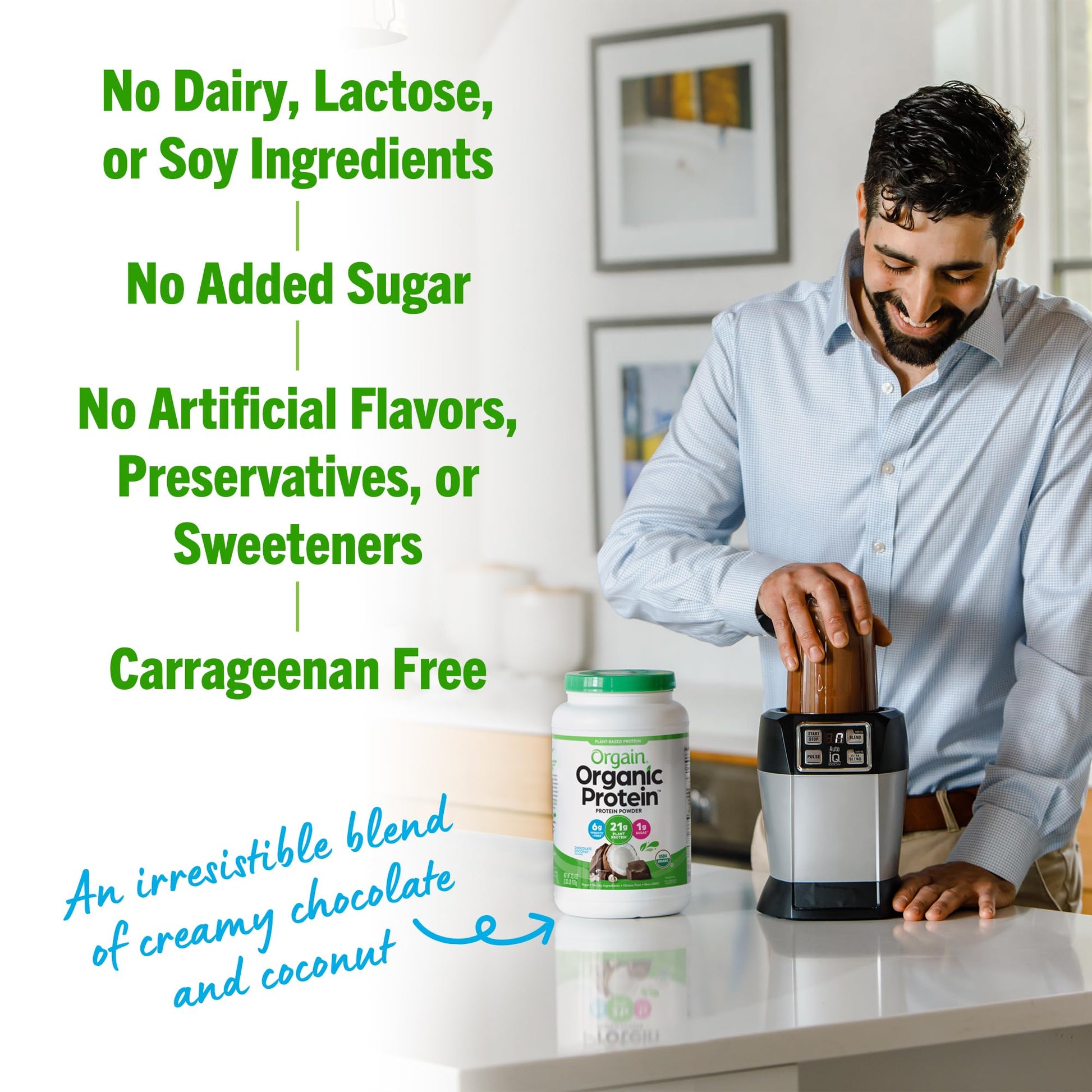 Orgain Organic Vegan Protein Powder, Chocolate Coconut - 21g of Plant Based Protein Orgain