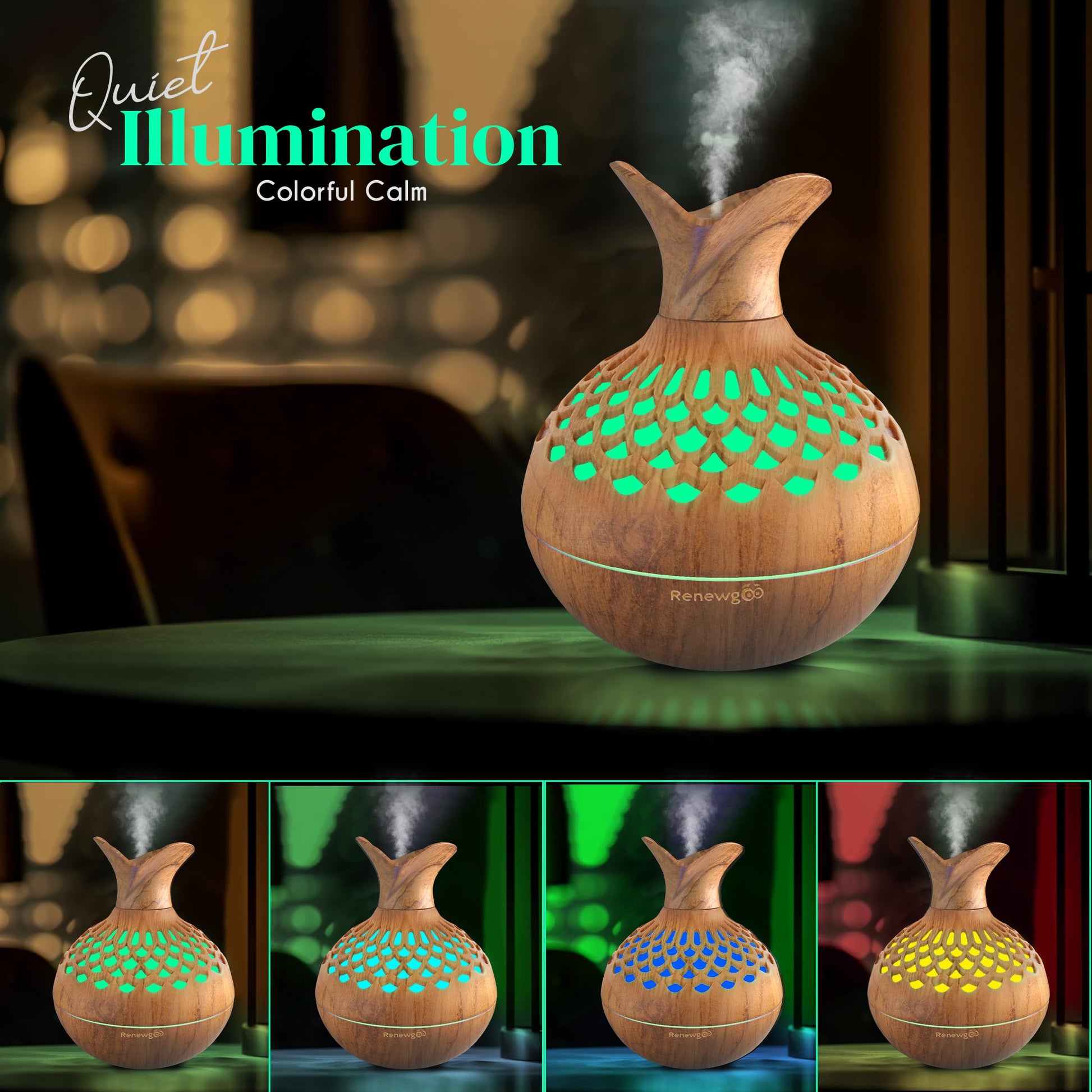 Aroma Diffuser for Essential Oils, Ultrasonic Aromatherapy Flower Oil Diffuser, Modern Cool Mist Renewgoo