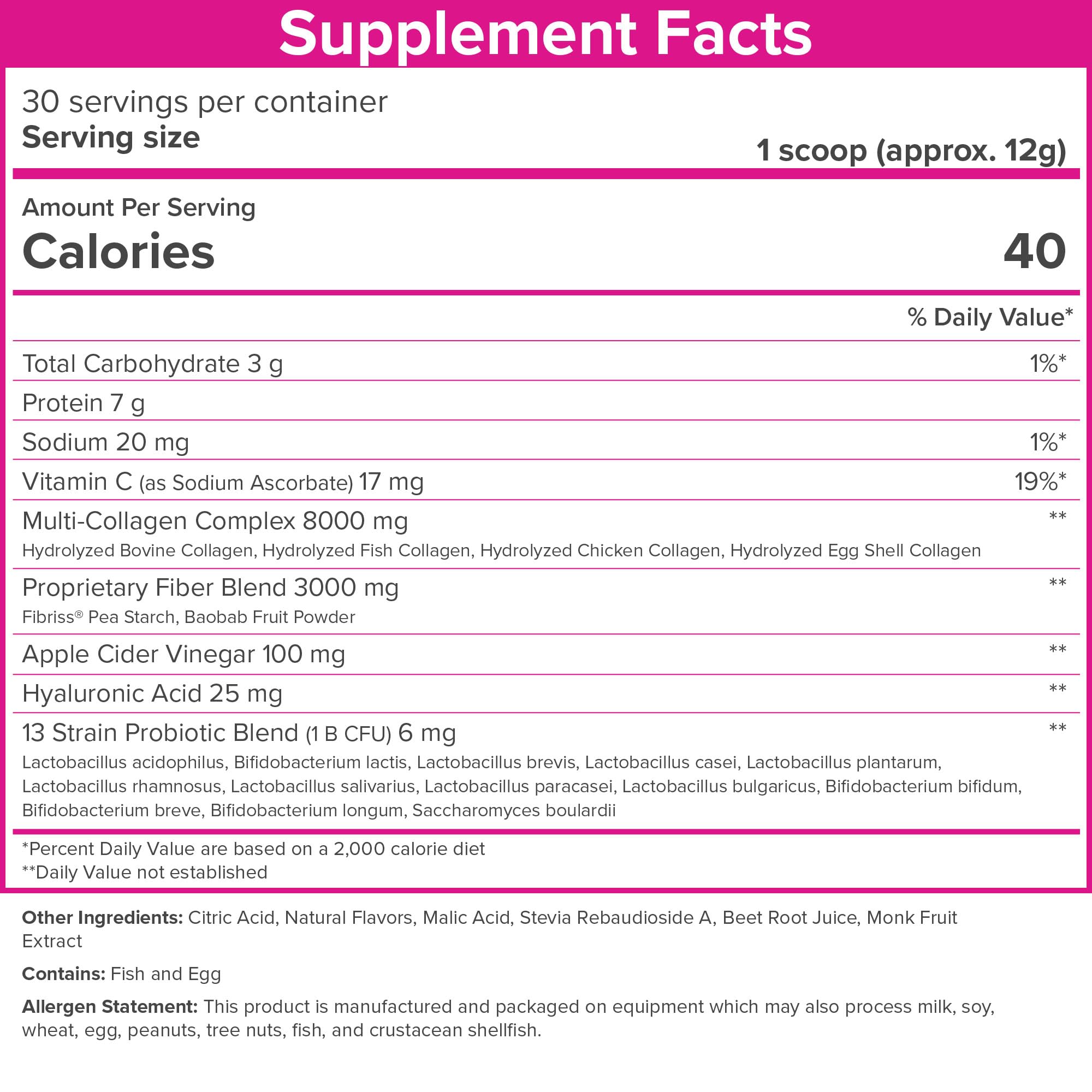 SkinnyFit Super Youth Tropical Punch Multi-Collagen Peptides + Probiotics, Baobab Fiber SkinnyFit