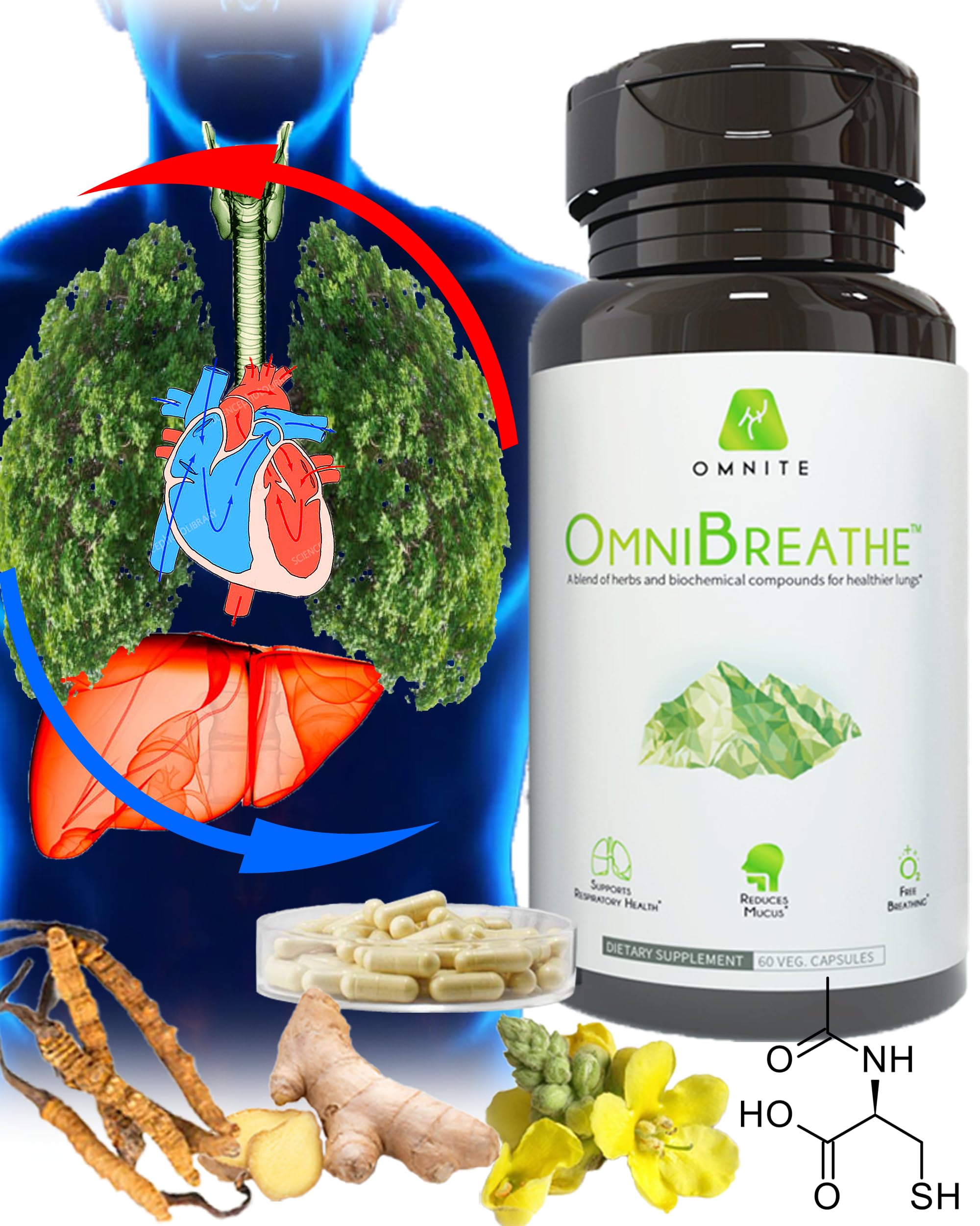Omnite OMNIBREATHE Respiratory Health Supplement,Inhaler Mate,Support Quit Smoking Omnite