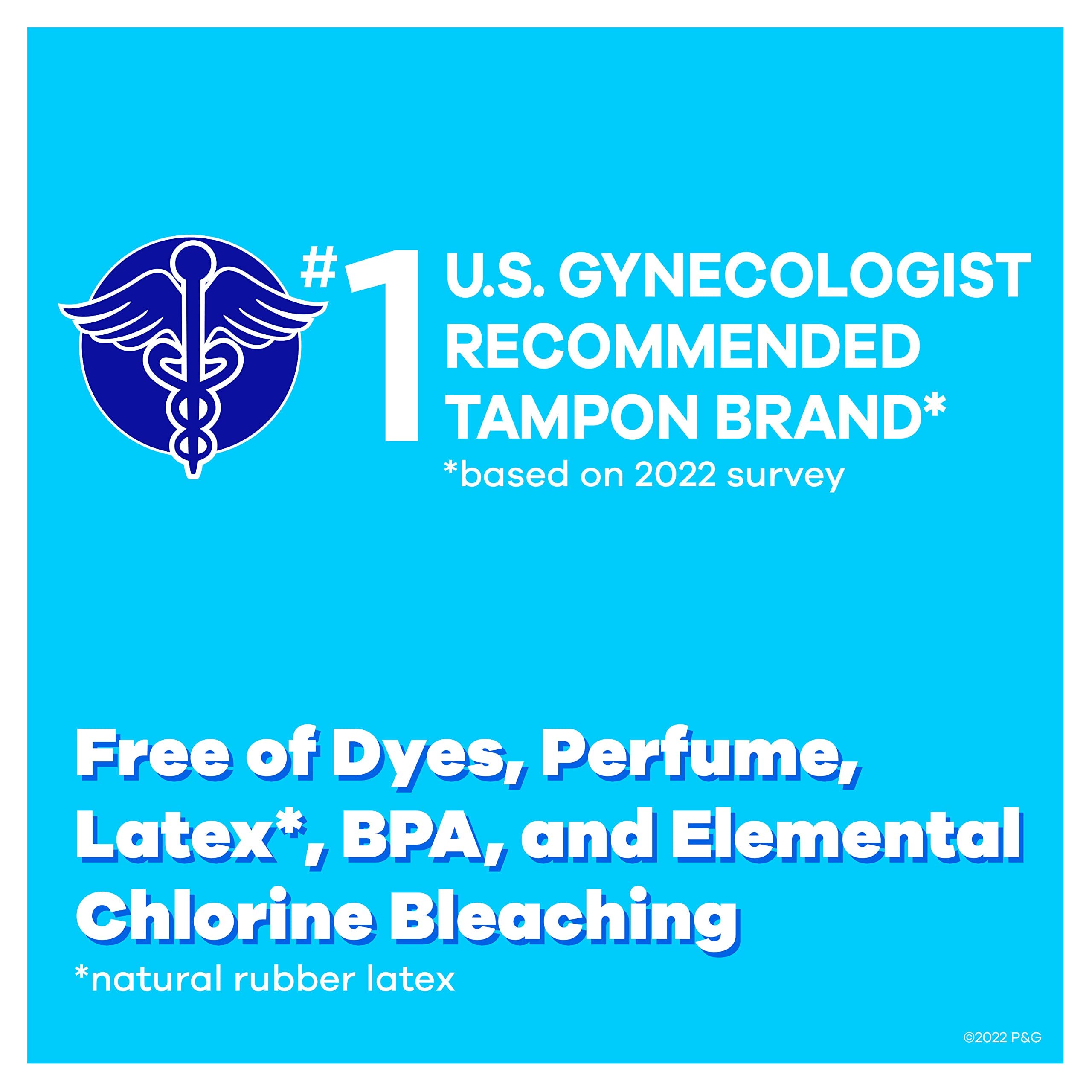 Tampax Pearl Tampons Regular Absorbency, With Leakguard Braid, Unscented, 50 Count Tampax