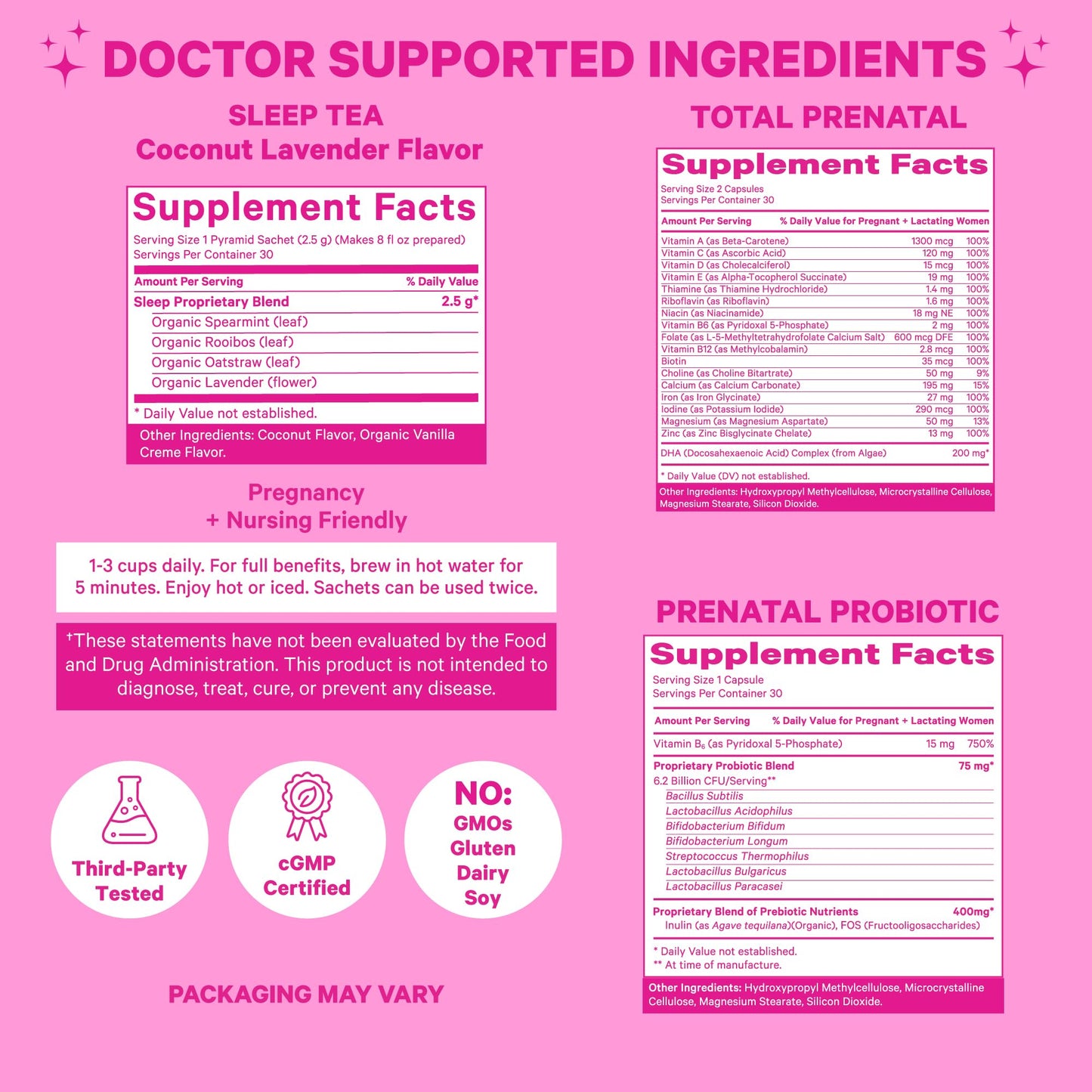 Pink Stork Pregnancy Bundle: Prenatal Vitamin with DHA & Folate, Prenatal Probiotics for Pregnant Women