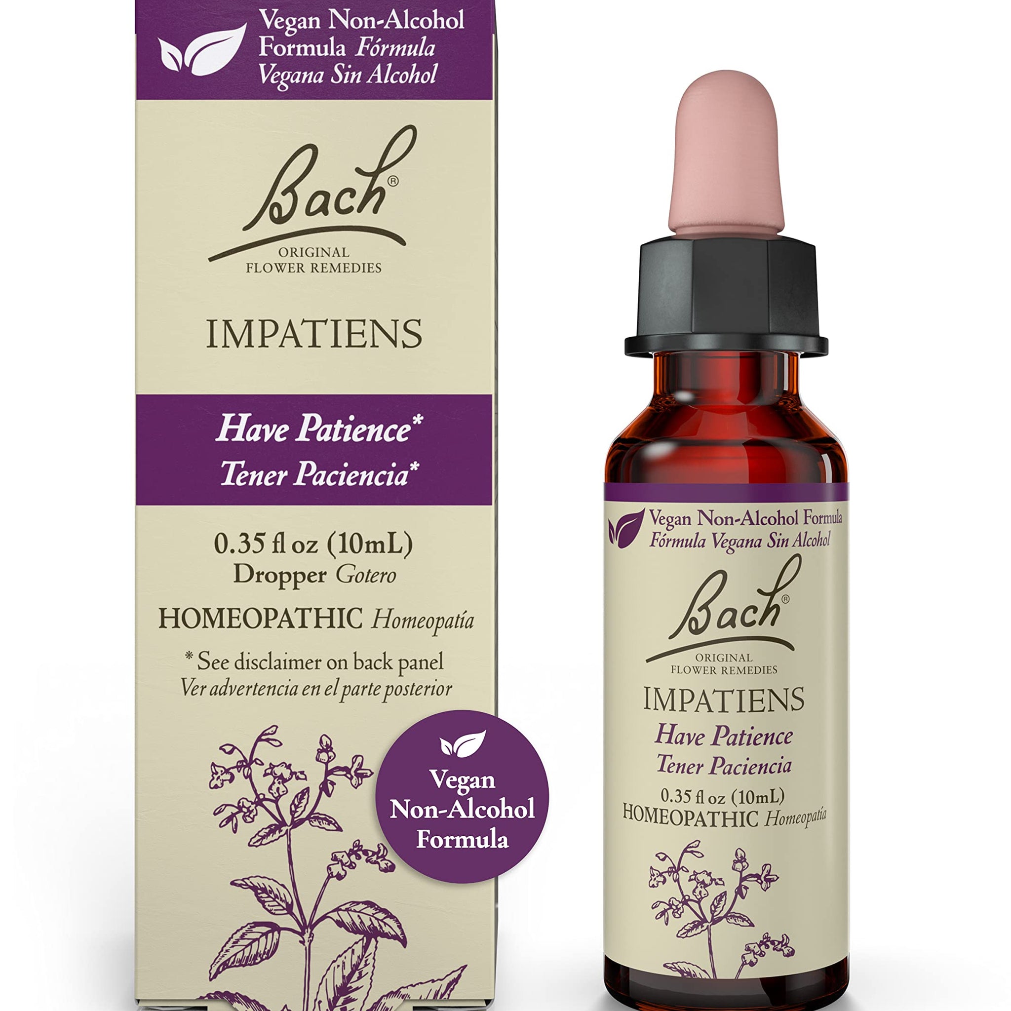 Bach Original Flower Remedies, Impatiens for Patience (Non-Alcohol Formula), Natural Homeopathic Bach