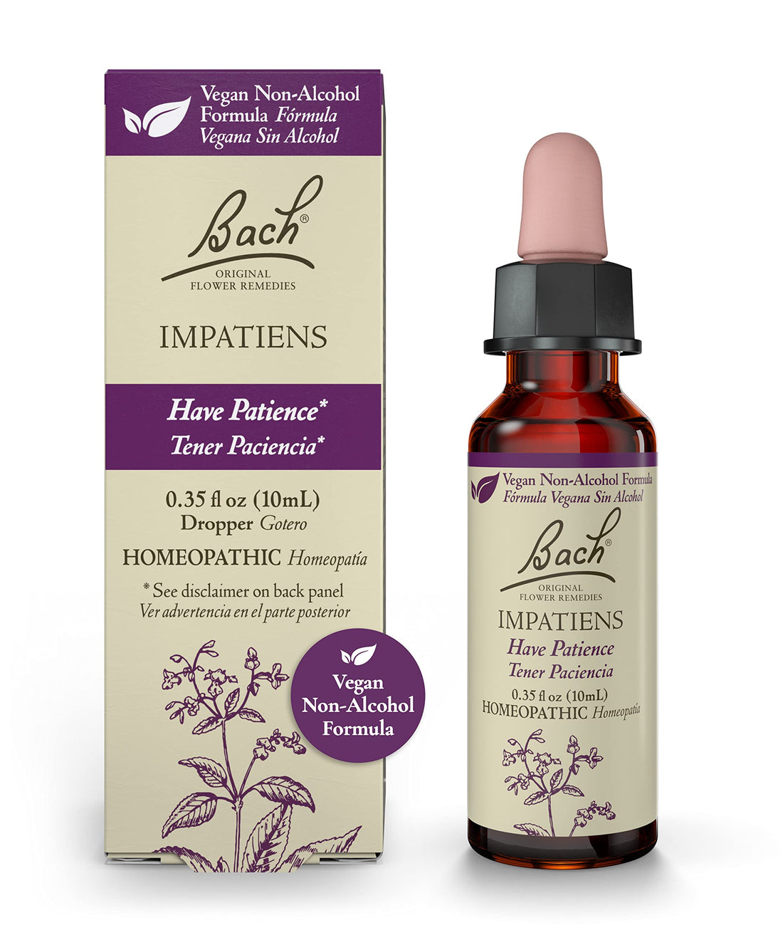 Bach Original Flower Remedies, Impatiens for Patience (Non-Alcohol Formula), Natural Homeopathic Bach