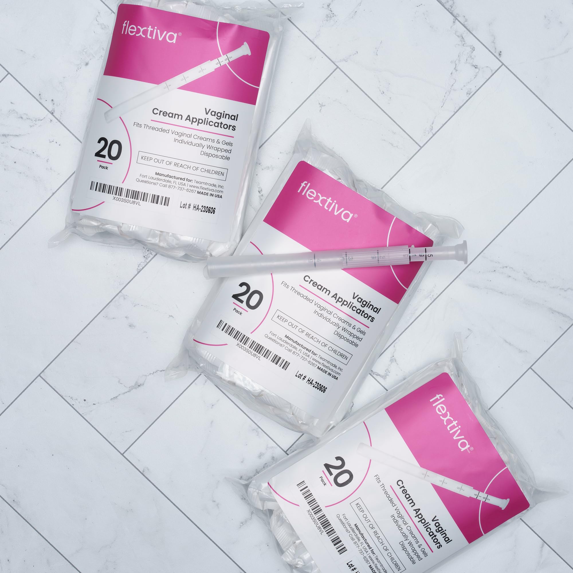 Flextiva Disposable Plastic Vaginal Cream Applicators - Threaded End to Fit OTC Gel or Cream Products Flextiva