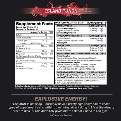 PMD Sports Ultra Pump Fuel - Pre Workout - Island Punch (30 Servings) Sports Omega Cuts Elite Thermogenic Fat Burner (90 Softgels)