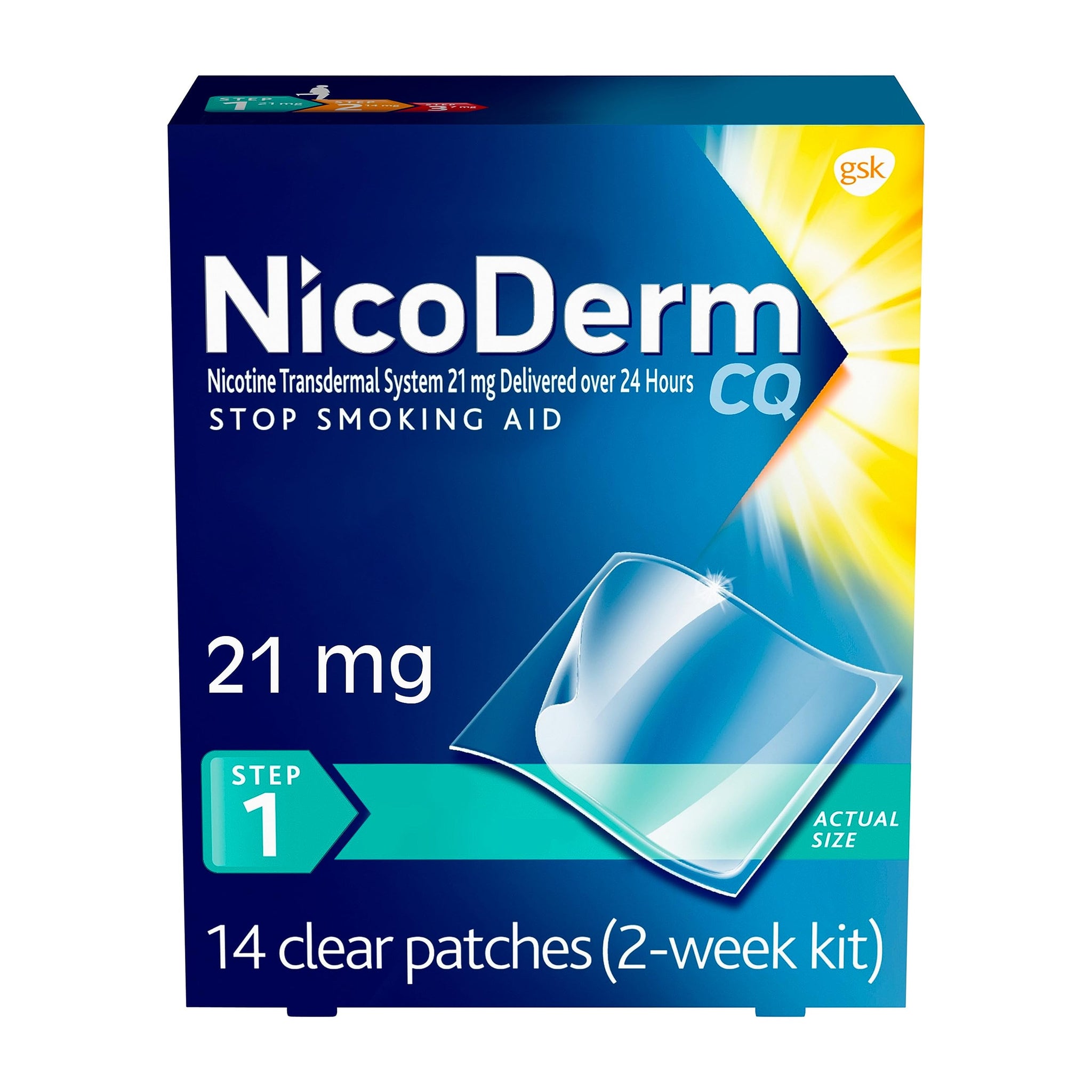 NicoDerm CQ Step 1 Nicotine Patches to Quit Smoking, 21mg, Stop Smoking NicoDerm