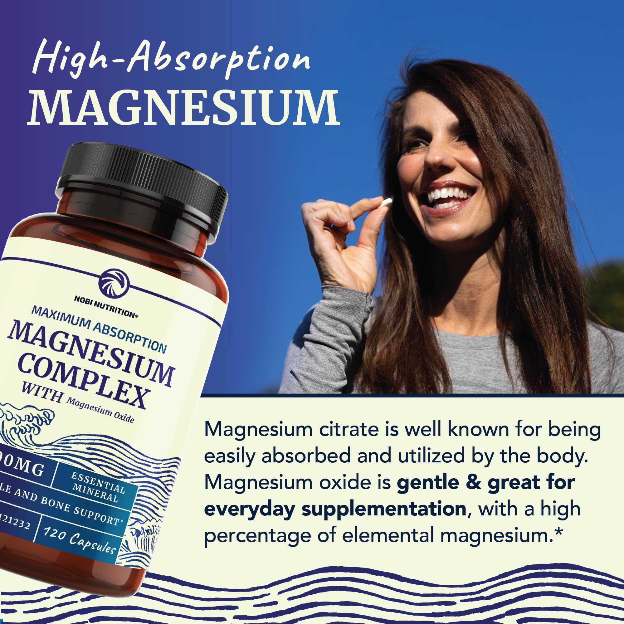 Magnesium Citrate Complex | 500 MG | High Absorption Formula | Calm, Relaxation Nobi Nutrition