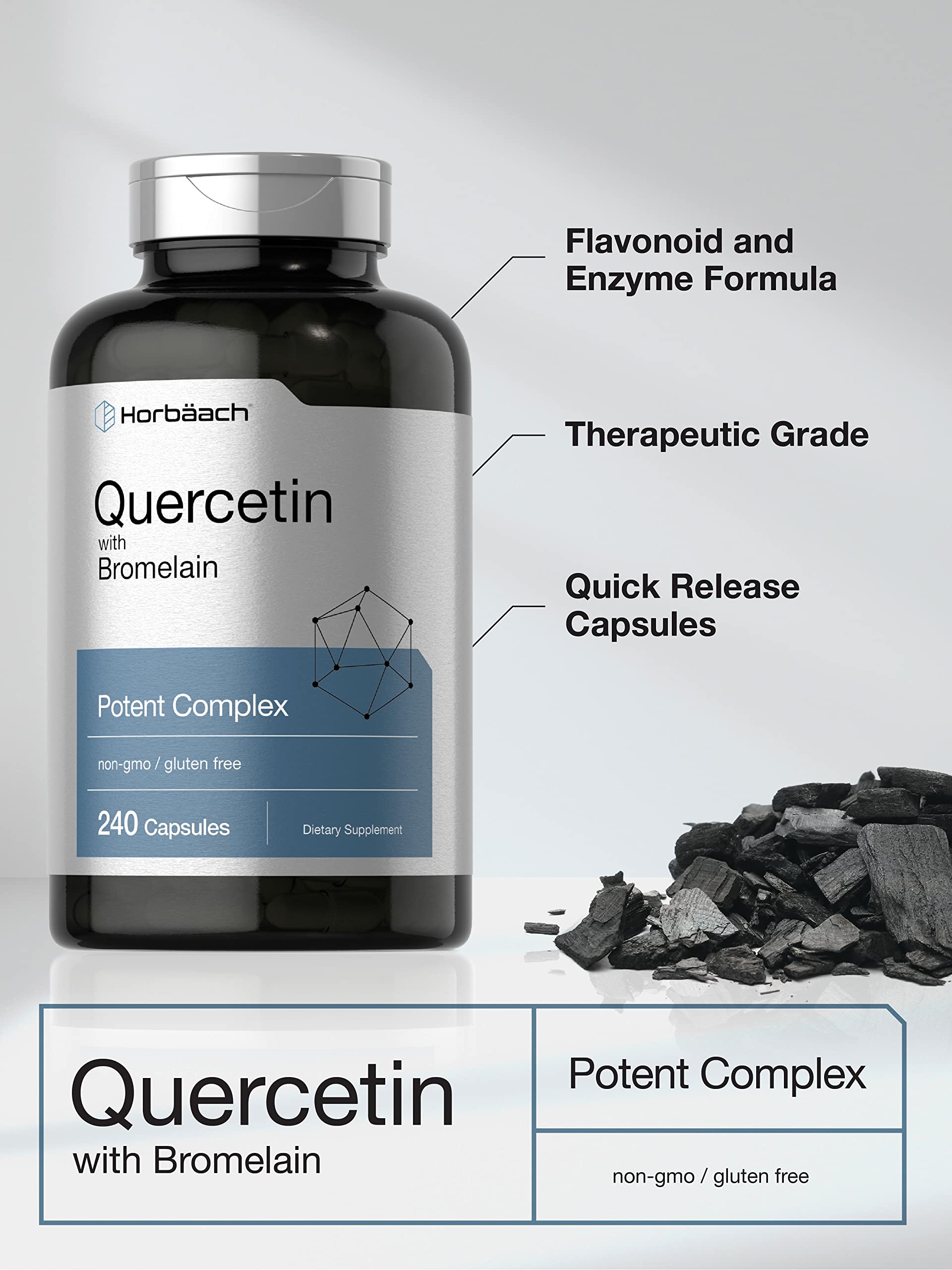 Quercetin with Bromelain Supplement | 240 Capsules | Non-GMO and Gluten Free Horbäach