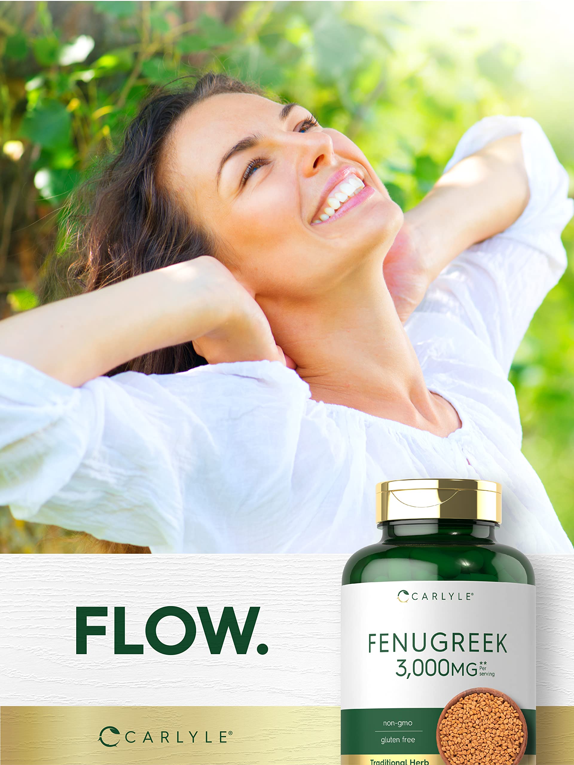 Carlyle Fenugreek Capsules 3000 mg | 300 Count | Non-GMO & Gluten Free Extract Carlyle