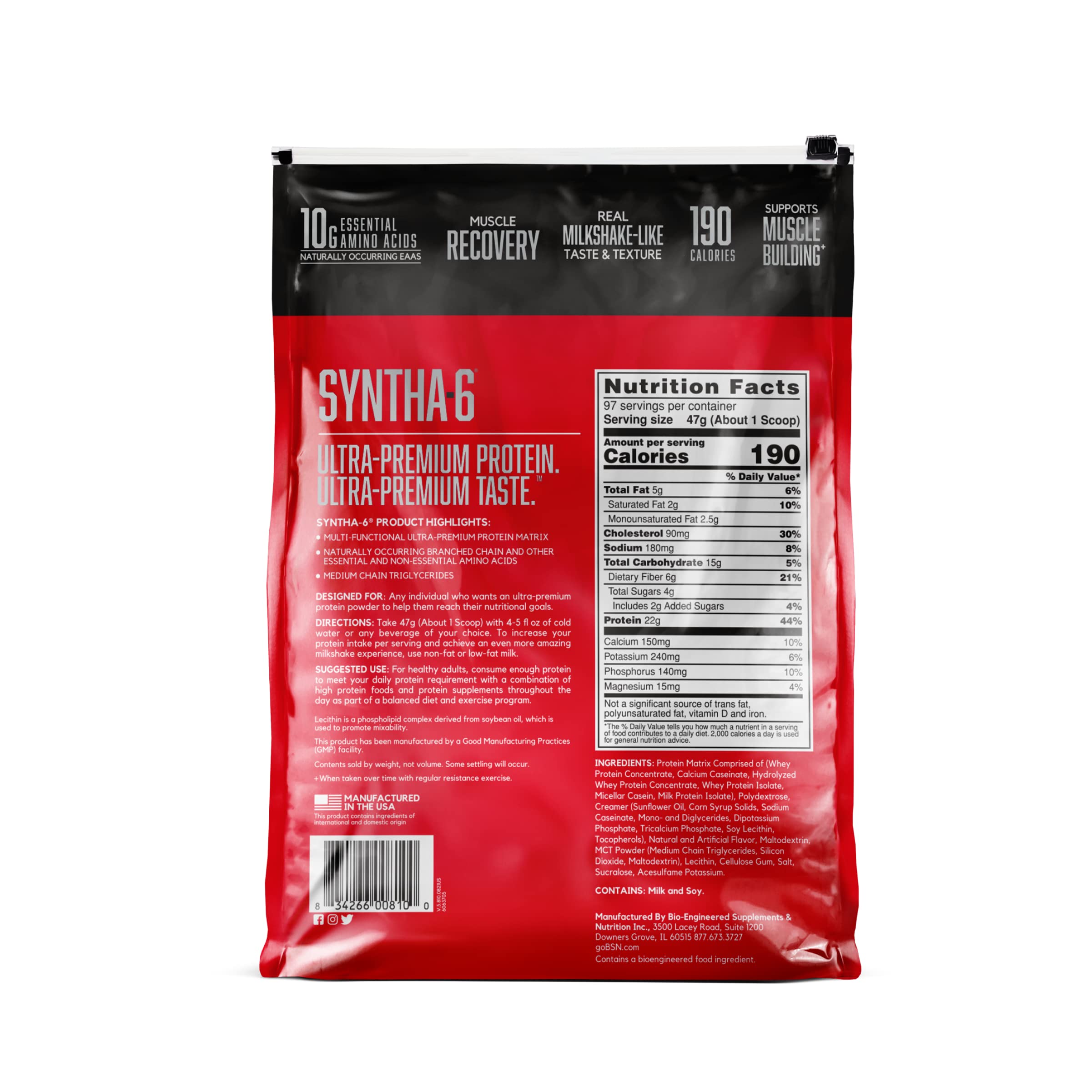 BSN SYNTHA-6 Whey Protein Powder, Vanilla Protein Powder with Micellar Casein BSN