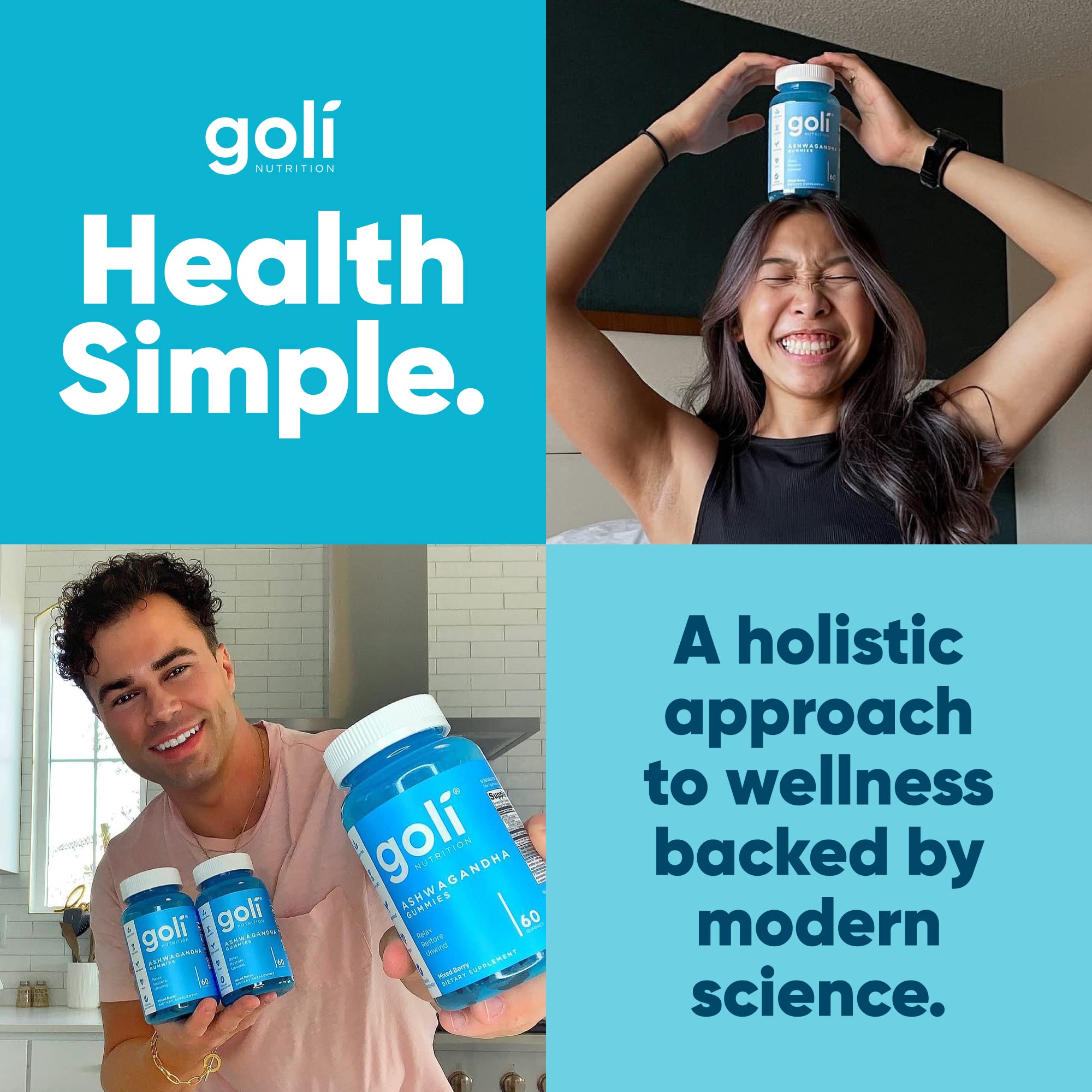 Goli Ashwagandha & Vitamin D Gummy - 180 Count - Mixed Berry, KSM-66, Vegan Goli