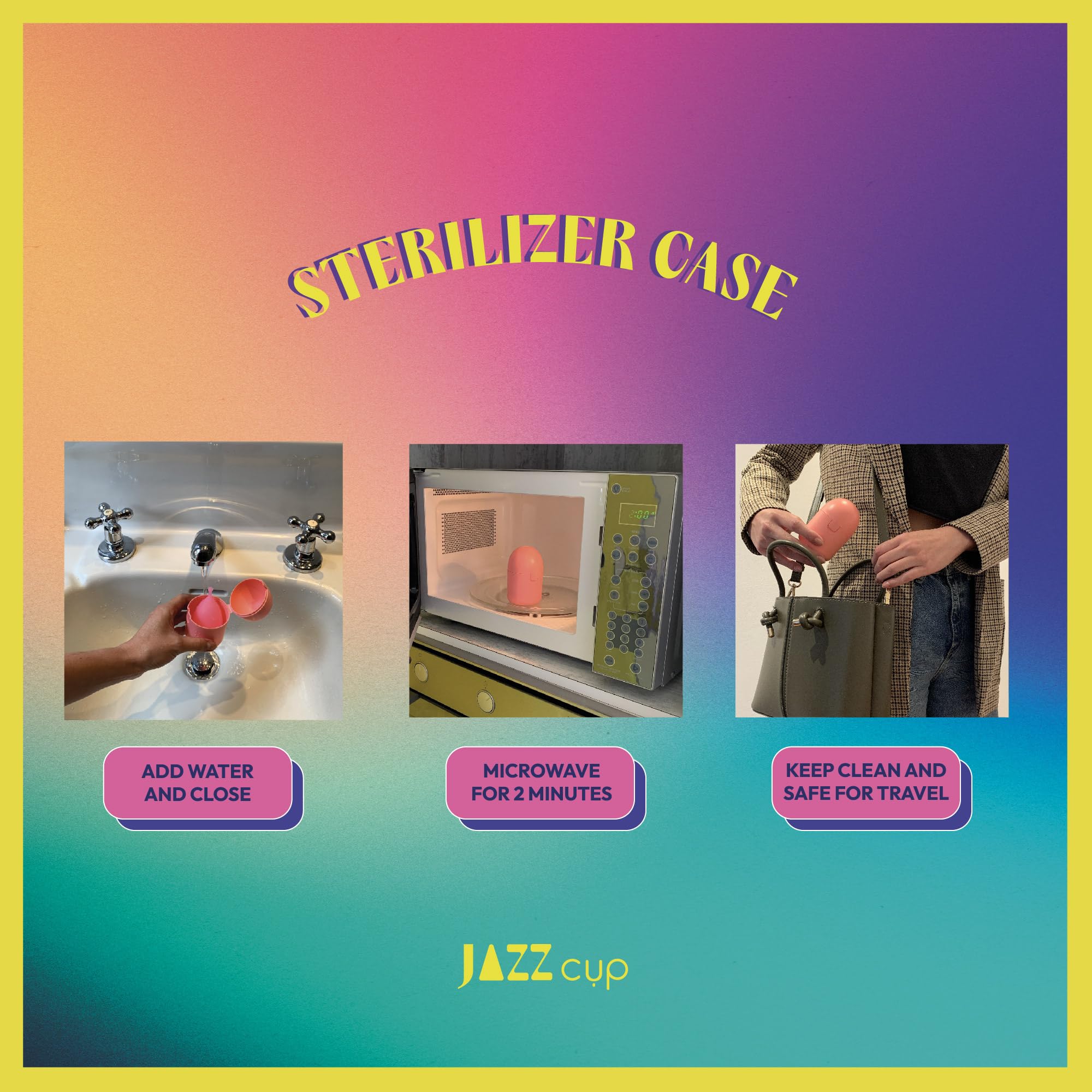 JAZZ Cup Soft Menstrual Cups – with Sterilizer Case & Cotton Pouch – Reusable, 12-Hour Protection JAZZ cup