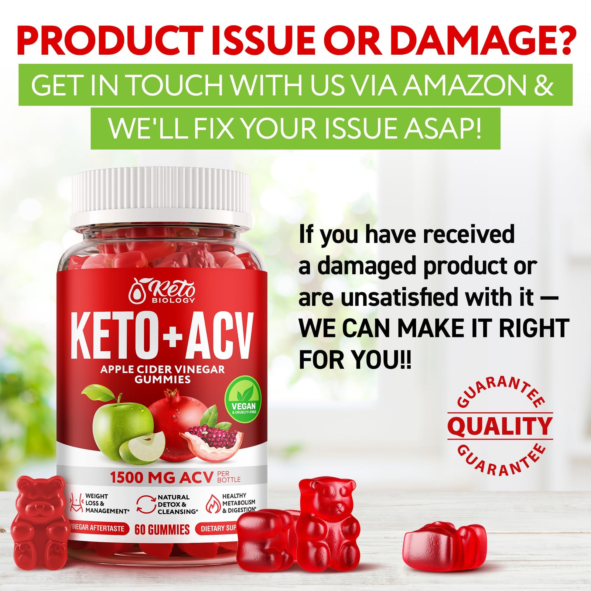 Keto ACV Gummies 1500 mg - ACV Keto Gummies for Weight Loss & Detox - Vegan Apple KETO BIOLOGY
