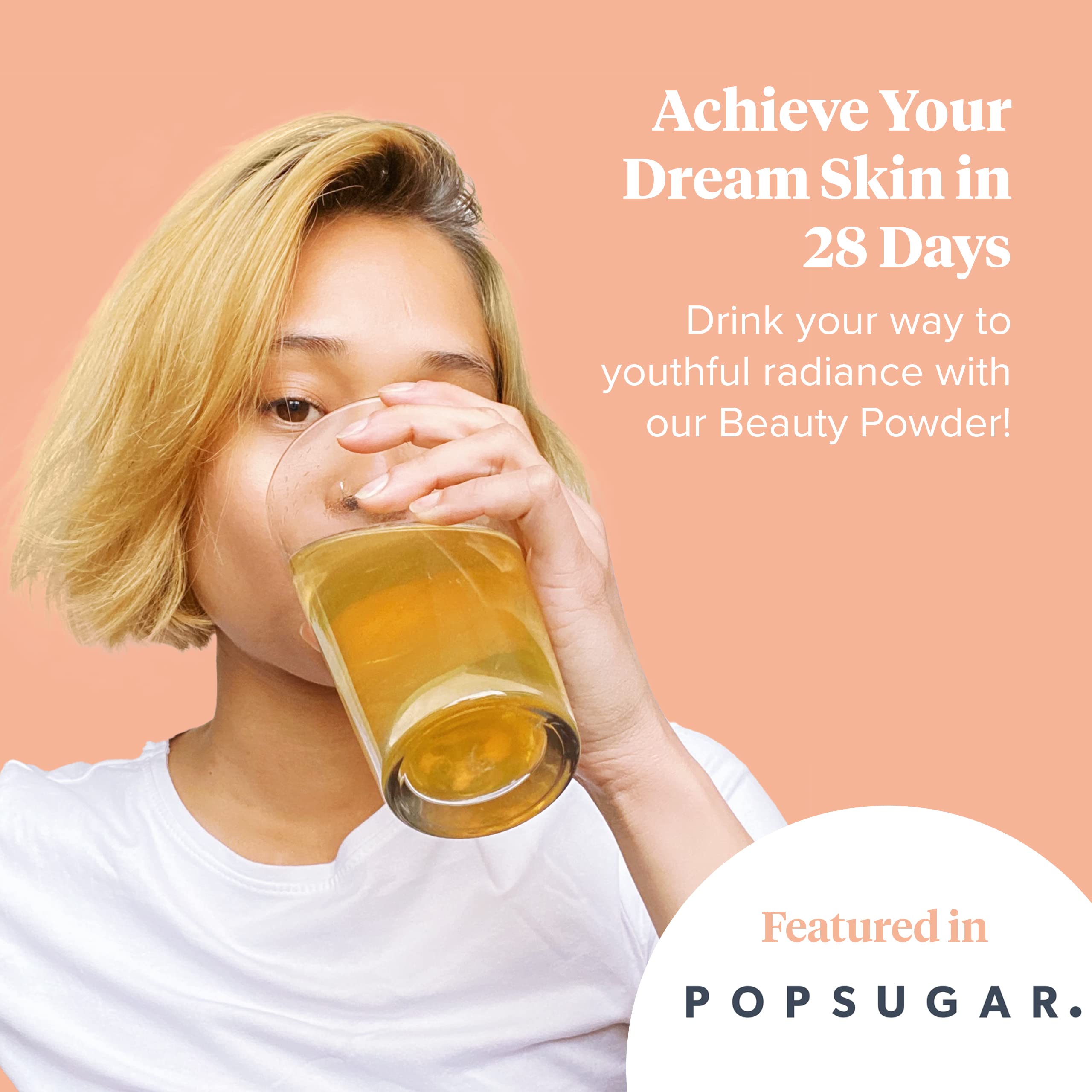 Gloh. Marine Collagen Powder for Women - Peach Flavor Collagen Supplements for Women with Hyaluronic Acid, Vitamin A, B2, B6 Gloh.