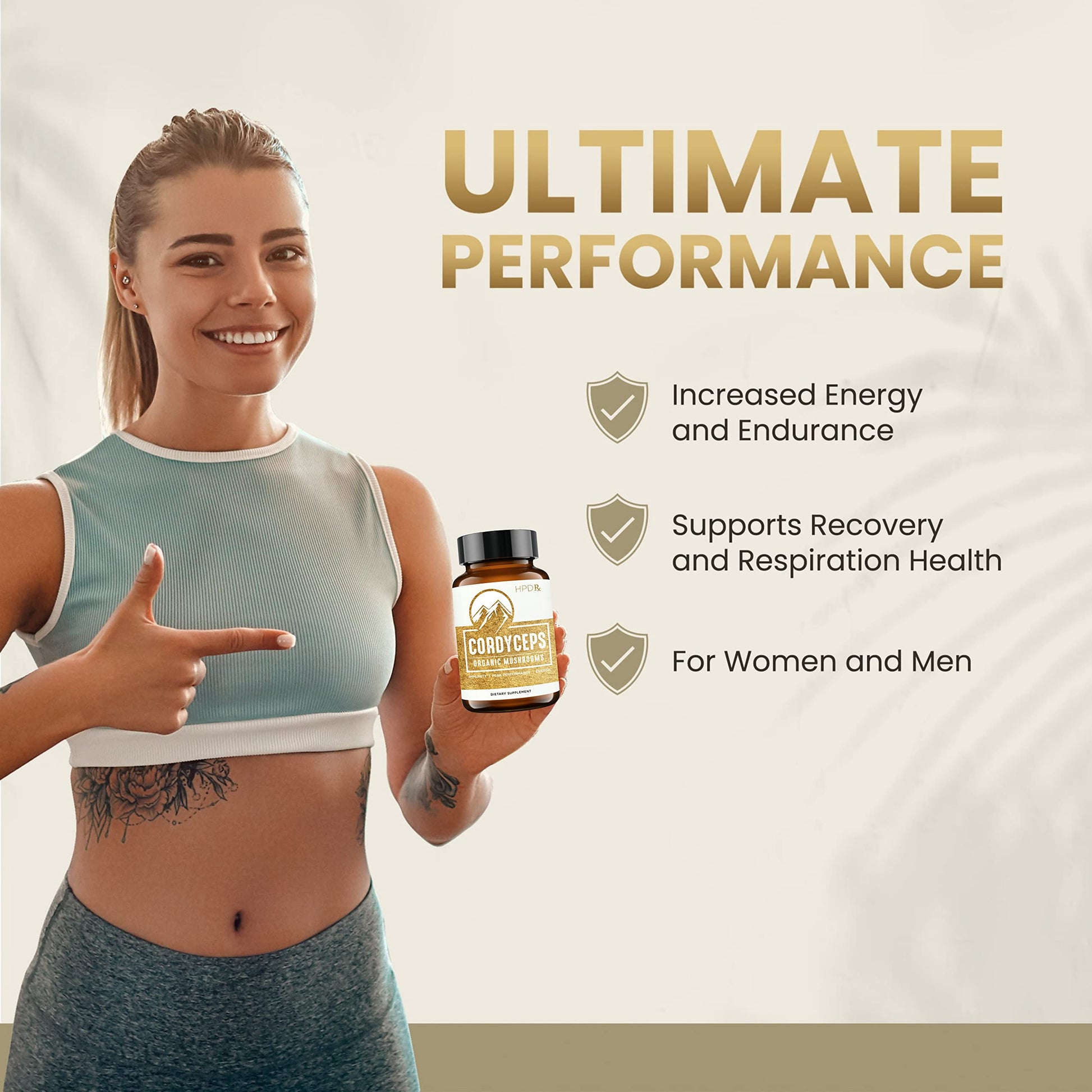 HPD Rx Premium Organic Cordyceps Mushroom Extract Performance , Pack of 2 HPD Rx